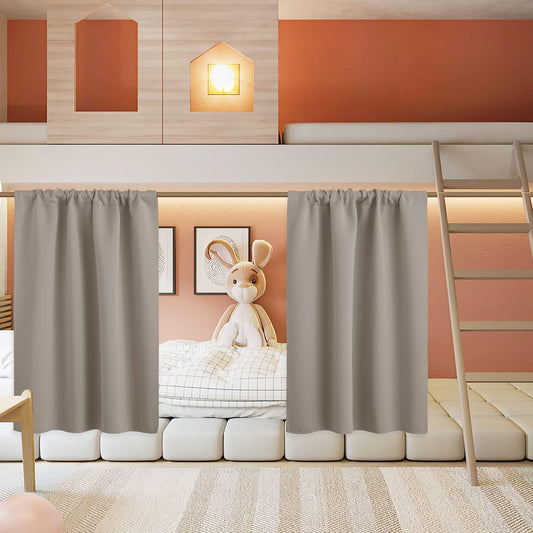 RYB HOME Small Curtains for Bathroom Windows, Blackout Blinds Shades for Bedroom Dorm Storage Cabinet Door Basement Farmhouse Decor, W 34 x L 36 inches, Sand, 2 Panels