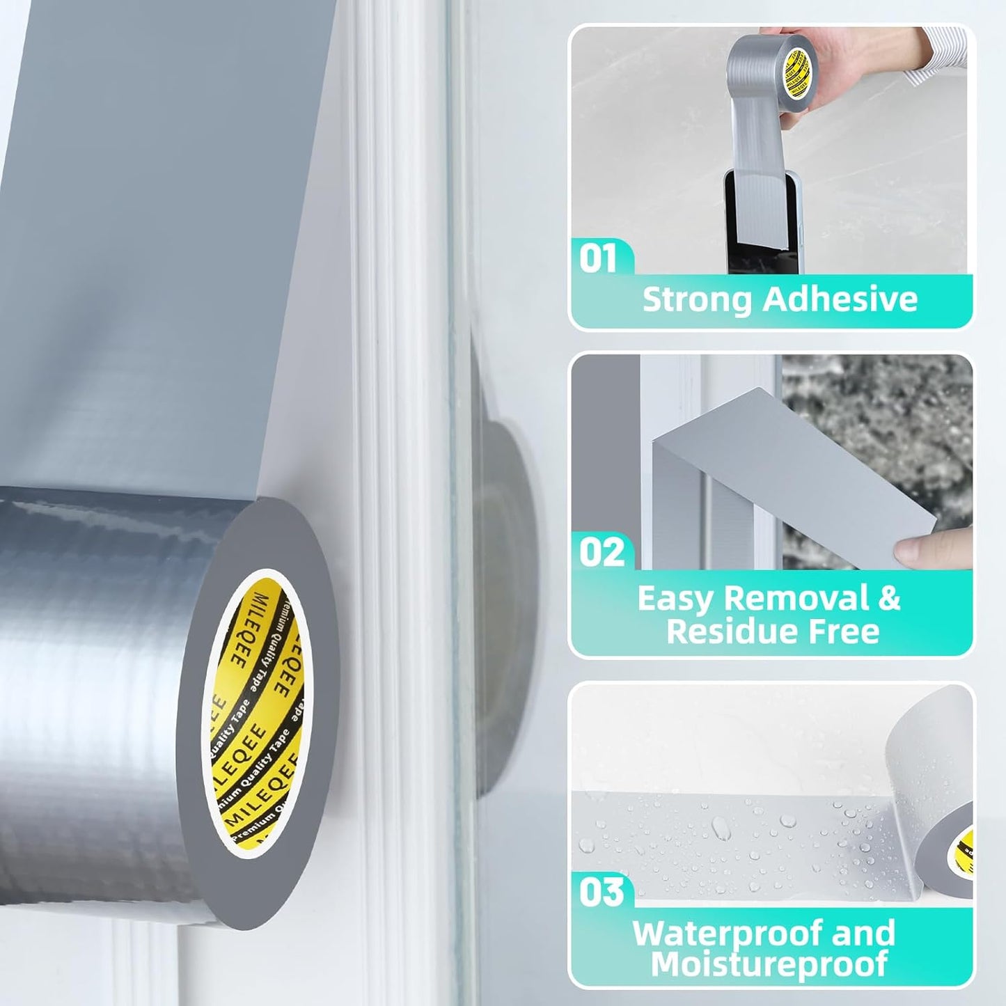 Window Weather Stripping Door Seal Tape Silver, 2in x 66FT, Automotive Weatherstrip Adhesive Seal Strip for Car Auto Trunk, Weatherproof Gap Sealing Sealer Draft Blocker, Waterproof