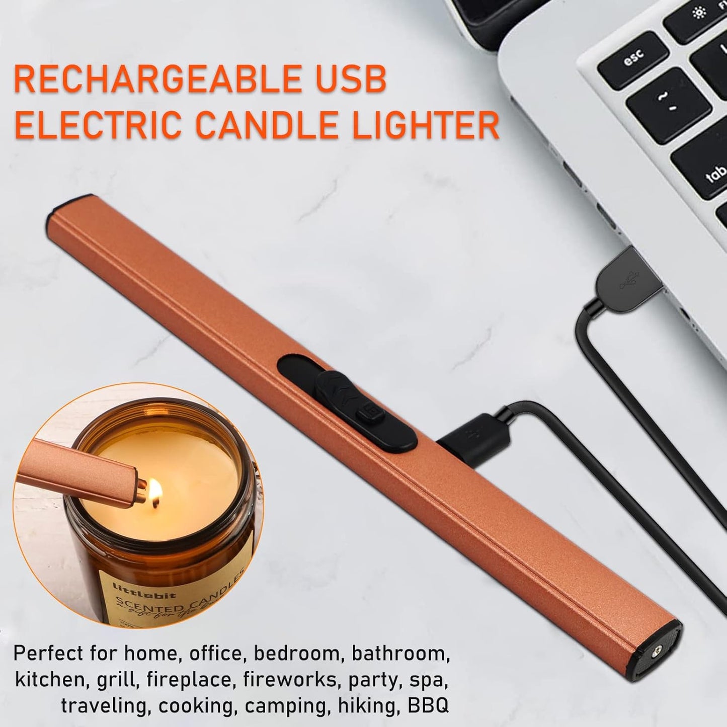 5 in 1 Candle Accessory Set, Candle Wick Trimmer Cutter, Candle Snuffer & Candle Wick Dipper,USB Rechargeable Lighter, Storage Tray Plate for Candle Lover Mom Gift, Candle Care Kit (Rose Golden)