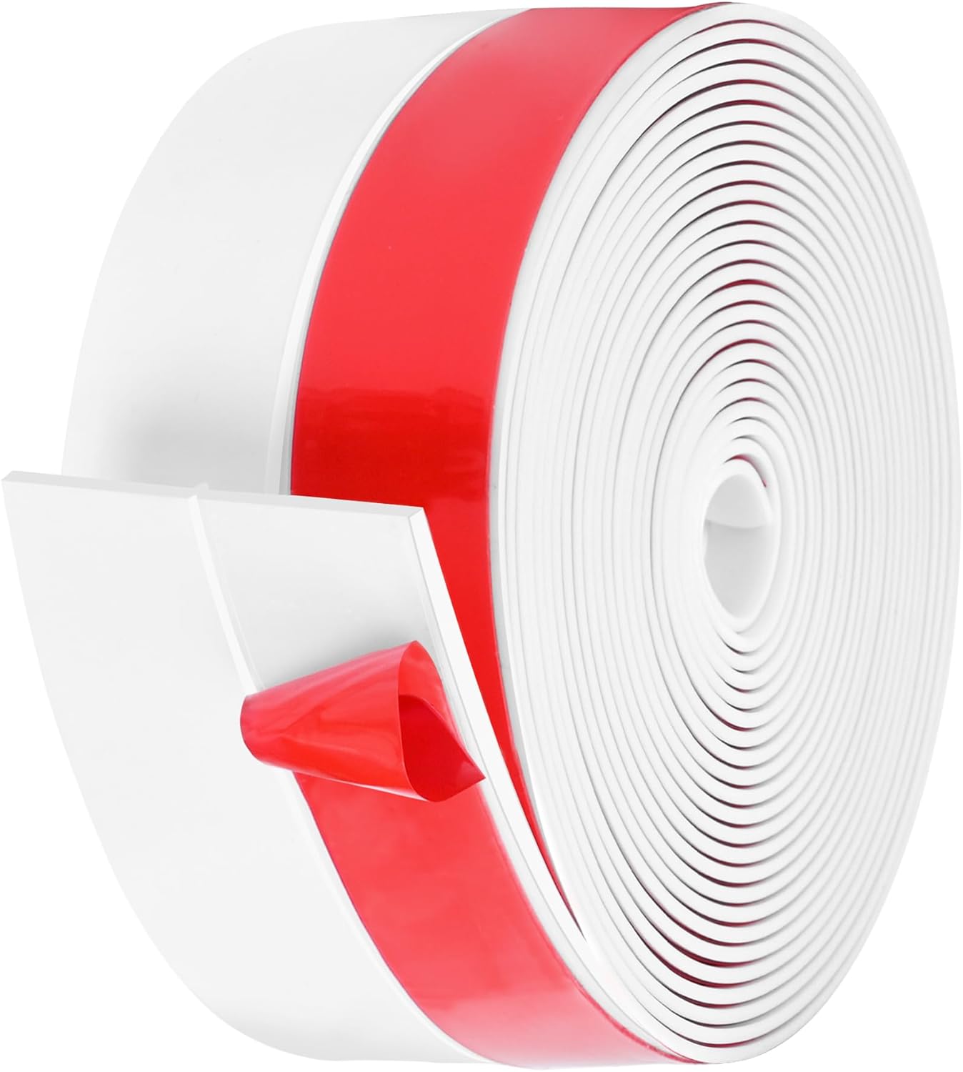 MYFAMIREA Door Weather Stripping 3IN (W) x 20FT (L) Door Draft Stopper Seal Tape Silicone Seal Strip Self Adhesive Shower Sweep Insulation Tape Side Bottom Strip for Sliding Glass Window Gap, White