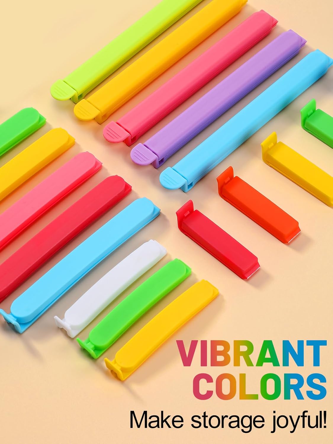 60 PCS Colorful Chip Clips - 4 Sizes Good Sealing Bag Clips for Food Snack Storage, Keeps Coffee, Bread, Cookies Fresh (6.3", 5", 3.5", 2.3")