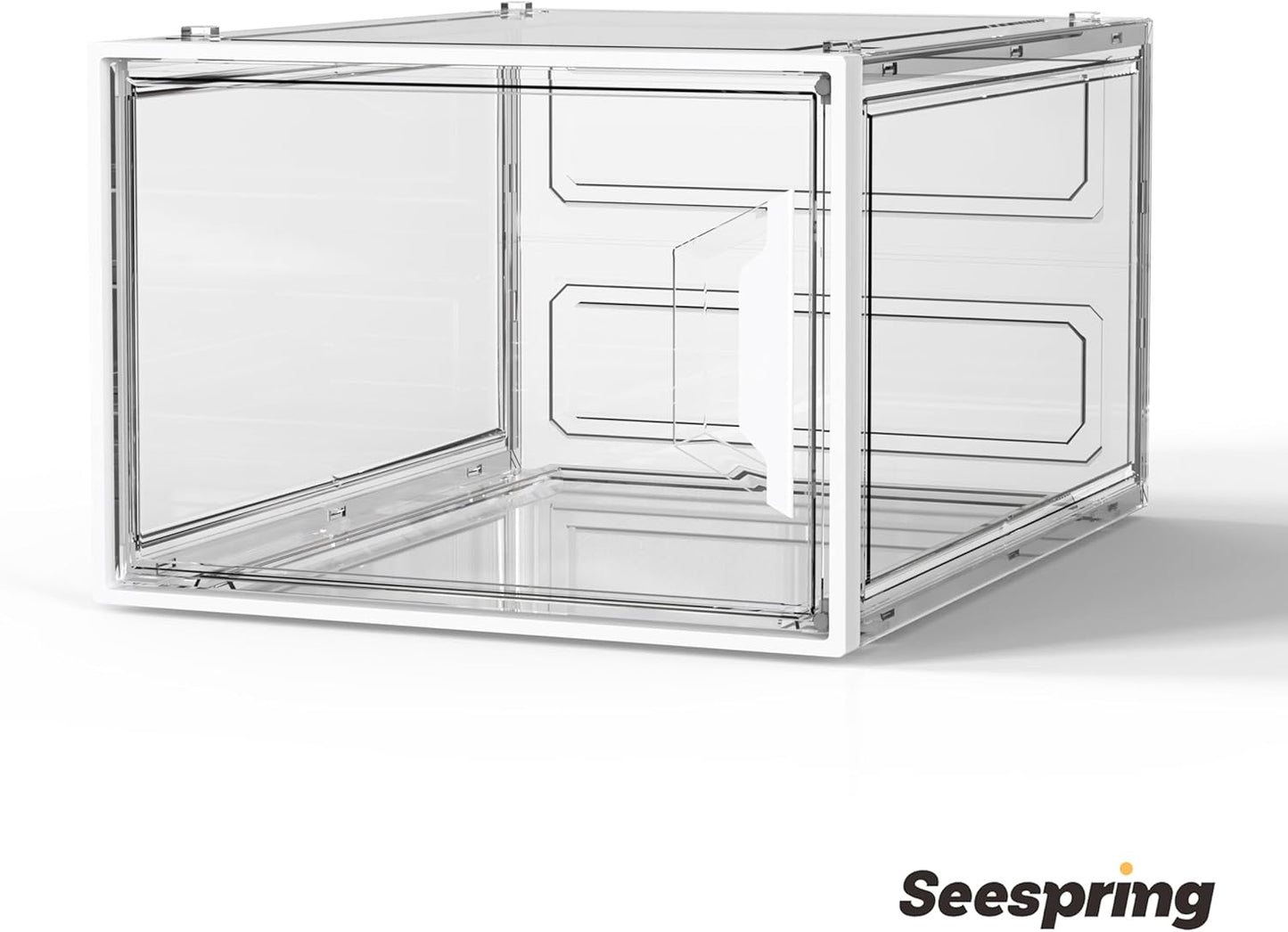 Shoe Storage Boxes Fit Size 13, White Plastic Stackable Shoe Organizer for Closet, Shoe Rack & Holder Sneaker Container, Thicken & Sturdy 6-Sided Hard Clear White 6 Pack