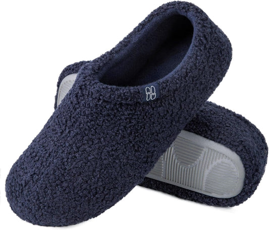 HomeTop Women's Fuzzy Curly Fur Memory Foam Loafer Slippers with Polar Fleece Lining