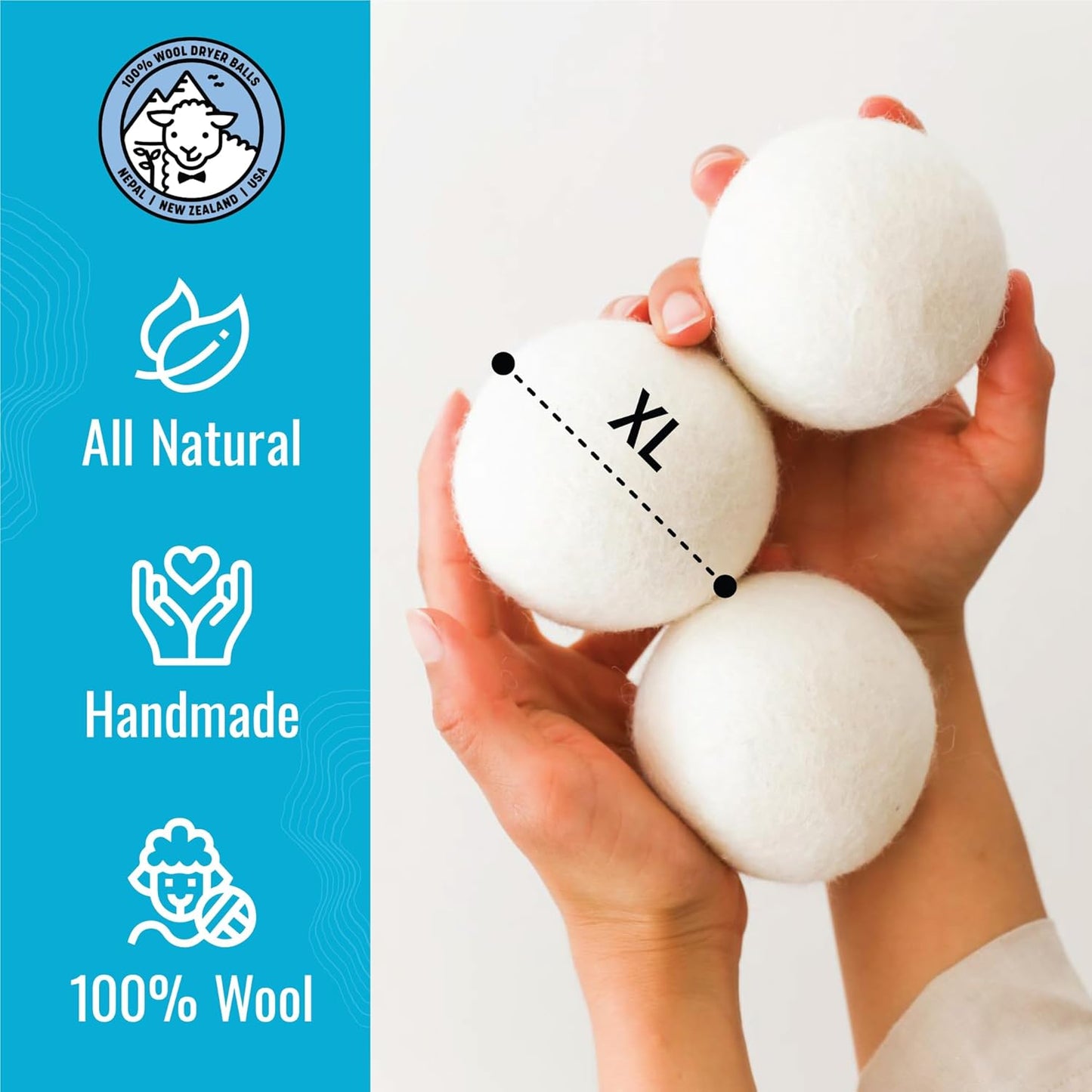 Smart Sheep Wool Dryer Balls - 6-Pack - XL Premium Natural Fabric Softener Award-Winning - Wool Balls Replaces Dryer Sheets - Wool Balls for Dryer - Laundry Balls for Dryer (Playful Pups)