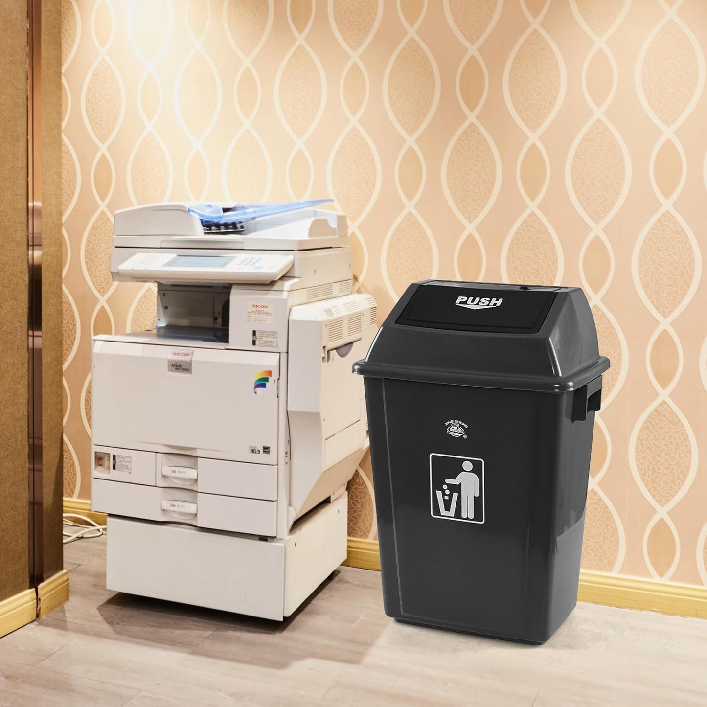 4-Pack 13 Gallon Plastic Swing Top Kitchen Trash Can, Garbage Bin with Lid