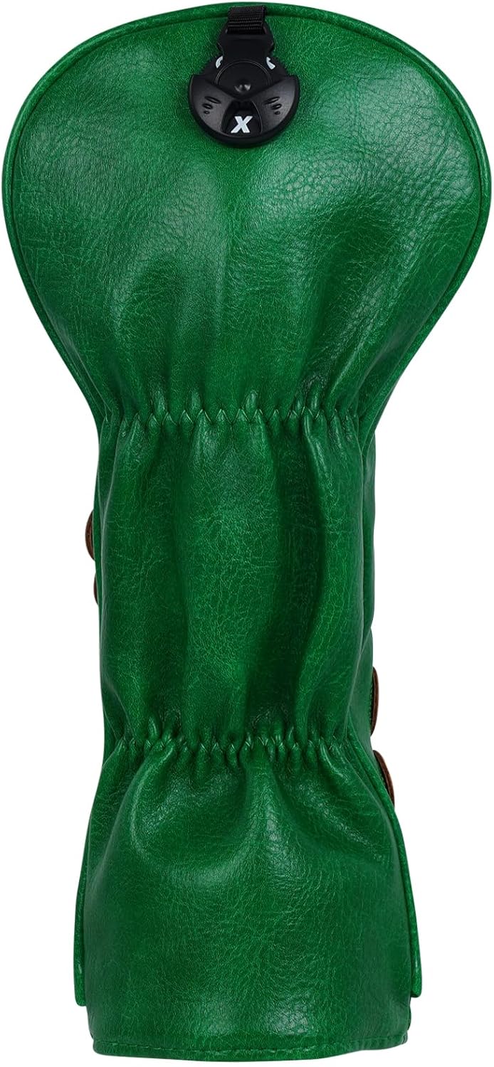 Golf Headcovers Golf Club Head Covers Four Leaf Clover Good Luck Charm - Clover Style Premium Leather Driver Fairway(FW) Wood Hybrid(UT) with Number Tags