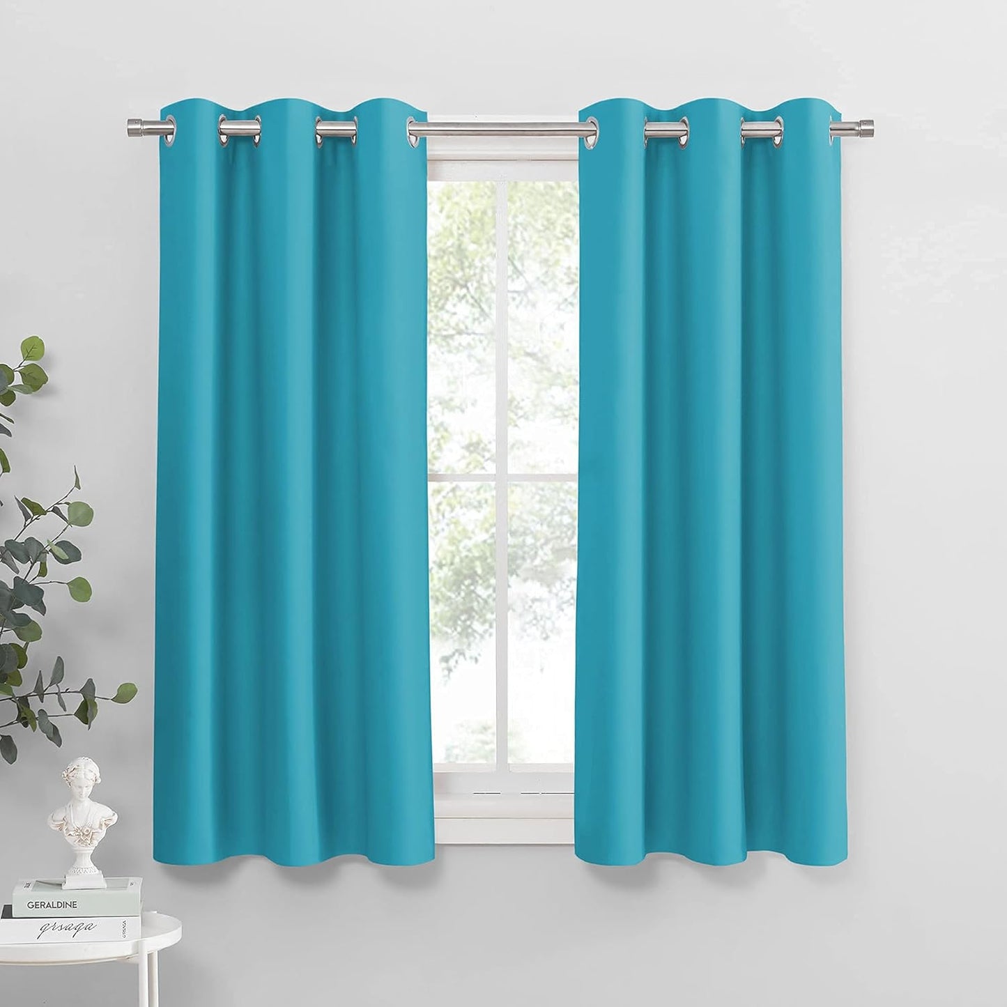 PONY DANCE Window Treatments Curtains - Home Decor Thermal Insulated Grommet Curtains Light Blocking Noise Reducing/Drapery for Bedroom Living Room, Blue Mist, W 42 by L 54 inches, Pack-2