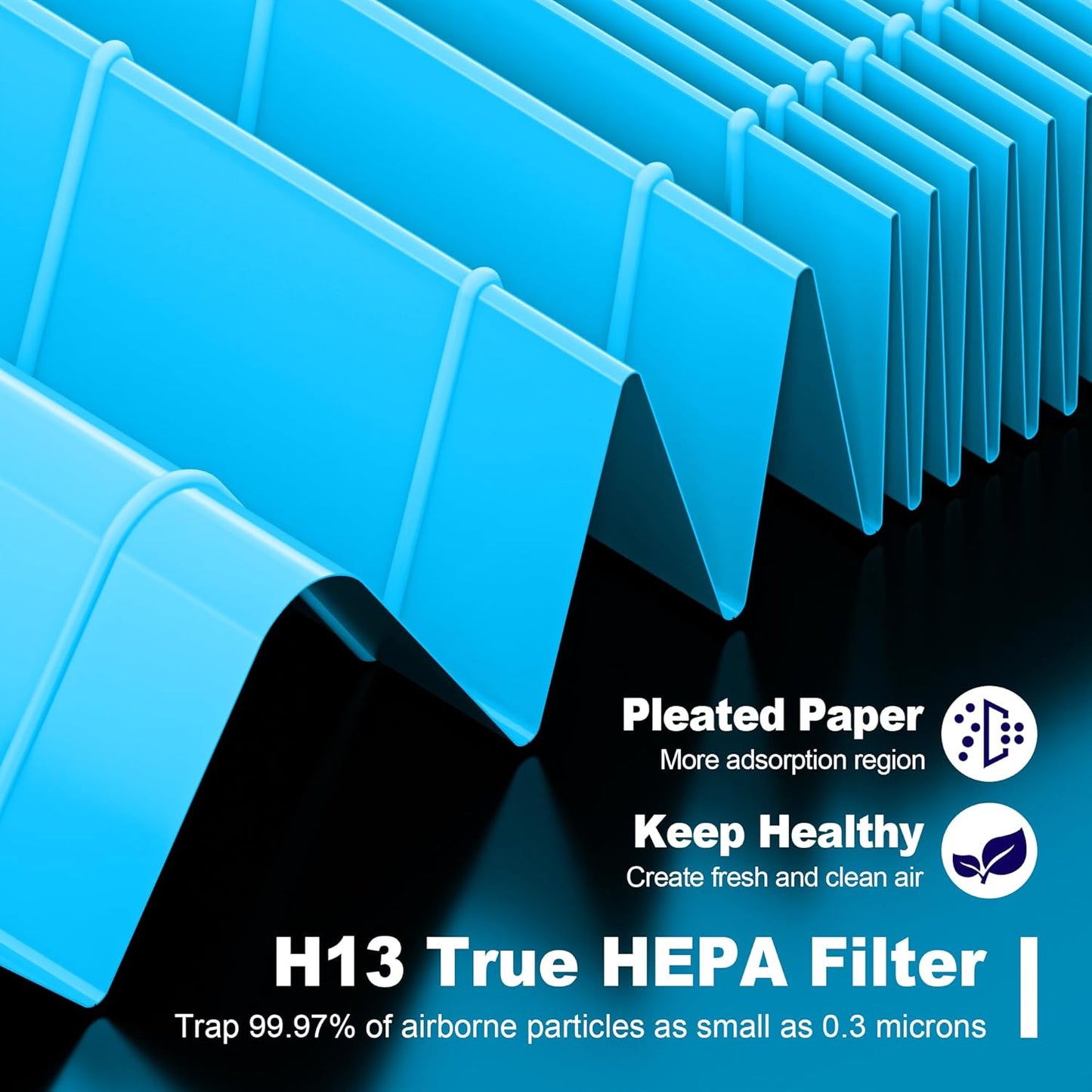 MK01 & MK06 True HEPA Filter Replacement Compatible with Aroeve MK01, MK06, ToLife TZ-K1 and Kloudi DH-JH01 Air Purifier, Standard Version, Blue, 4 Pack