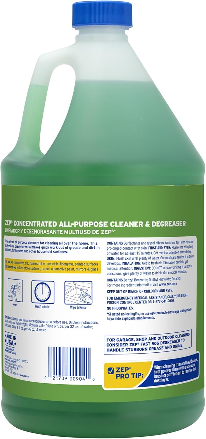 Zep All-Purpose Cleaner and Degreaser 128 oz ZU0567128 (Pack of 2) Cleans Almost Any Surface