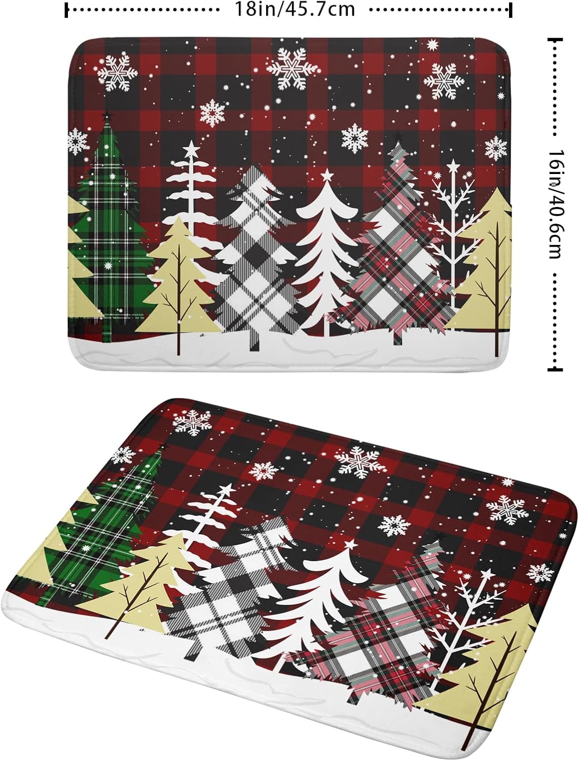 Christmas Dish Drying Mat for Kitchen Counter 16”x18” Christmas Tree Buffalo Plaid Dish Draining Mat Ultra Absorbent Microfiber Pad Holiday Mats Fast Drying Mat Table Protector for Countertop Bar