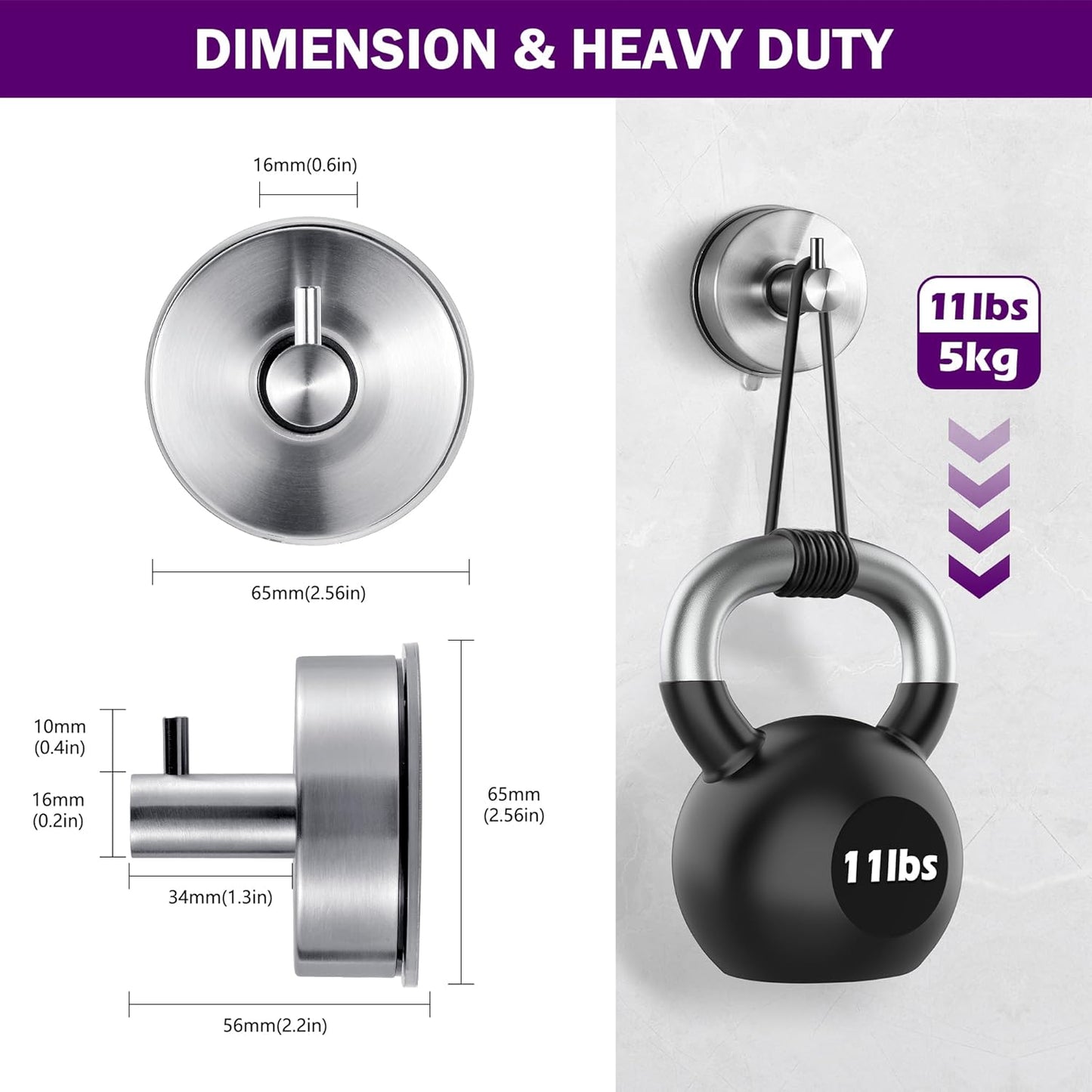 JOMOLA Brushed Stainless Steel Shower & Bathroom Hooks - No Drill Adhesive-Free Suction Cup Hardware, Rustproof Waterproof Metal Wall Mount for Towel Robe, Damage-Free (4-Pack)