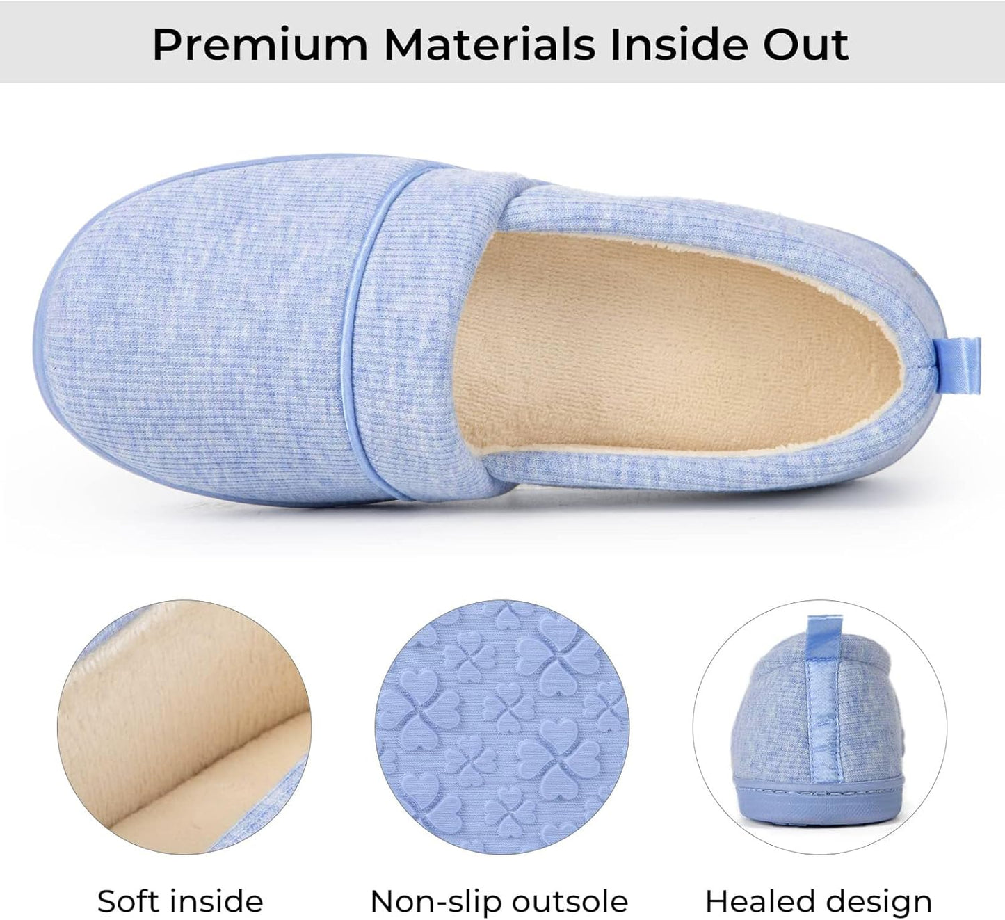 HomeTop Women's Comfy Loafer Slippers Lightweight Memory Foam Non-slip Indoor House Shoes