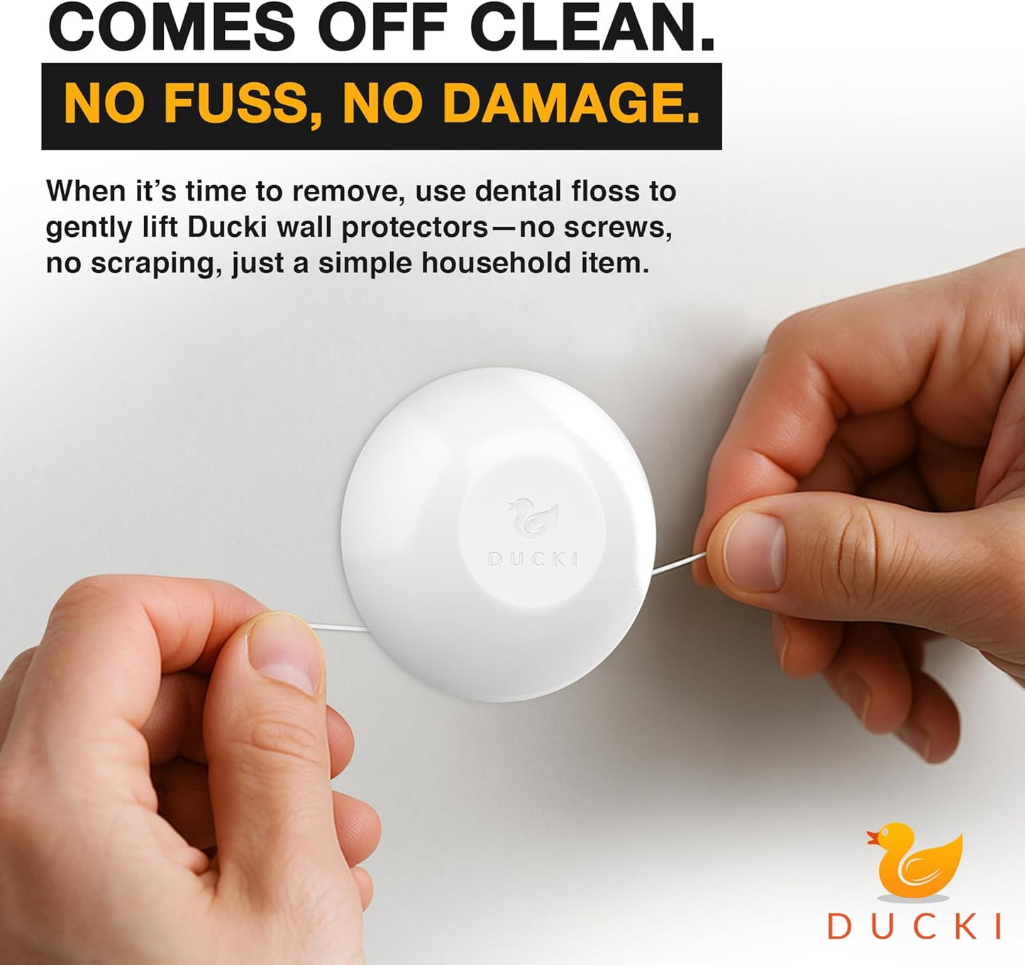 Ducki Door Stop Wall Protector | Self Adhesive Door Knob Wall Protectors from Door Knobs | Rubber Door Stoppers for Wall Damage & Noise | Durable, Shock Absorbent & Discreet | 6 Pack Clear Door Stops