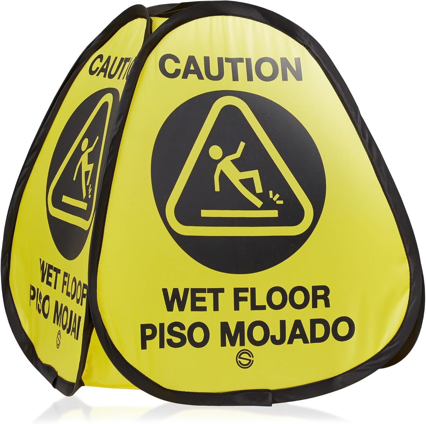 Dryser 3-Pack 16" Pop-up Caution Wet Floor Signs - Yellow 4-Sided English/Spanish Warnings