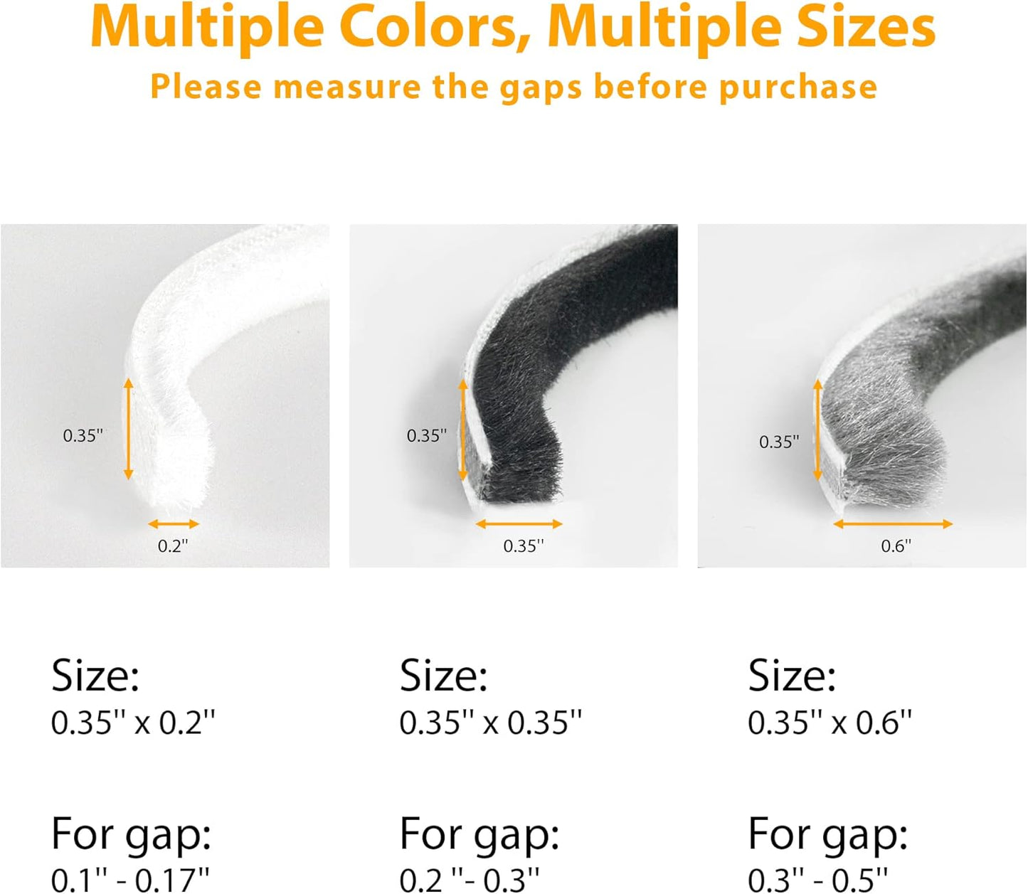 39.4FT Brush Weather Stripping, Neat Pile Self Adhesive Seal Strip for Windows and Door, Weatherstrip for Soundproofing, Windproof, Dustproof, Stronger Stickiness, 0.35'' Wide x 0.35'' Thick, Black