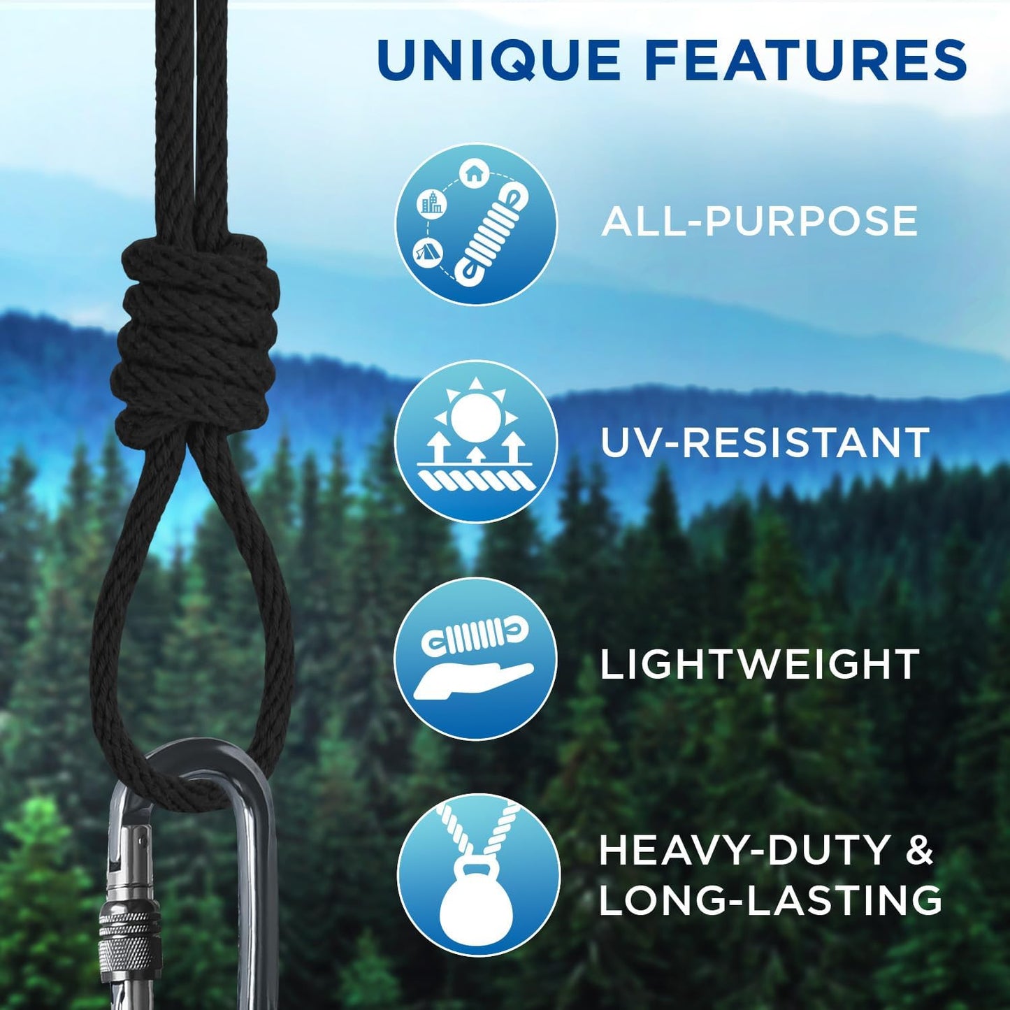 TECEUM Cotton Rope 3/16” (5 mm) – 100 FT – Strong All-Purpose Braided Rope – Natural Cotton – for Crafting, Сamping, Clothes Line, DIY, Indoor & Outdoor Use – Black