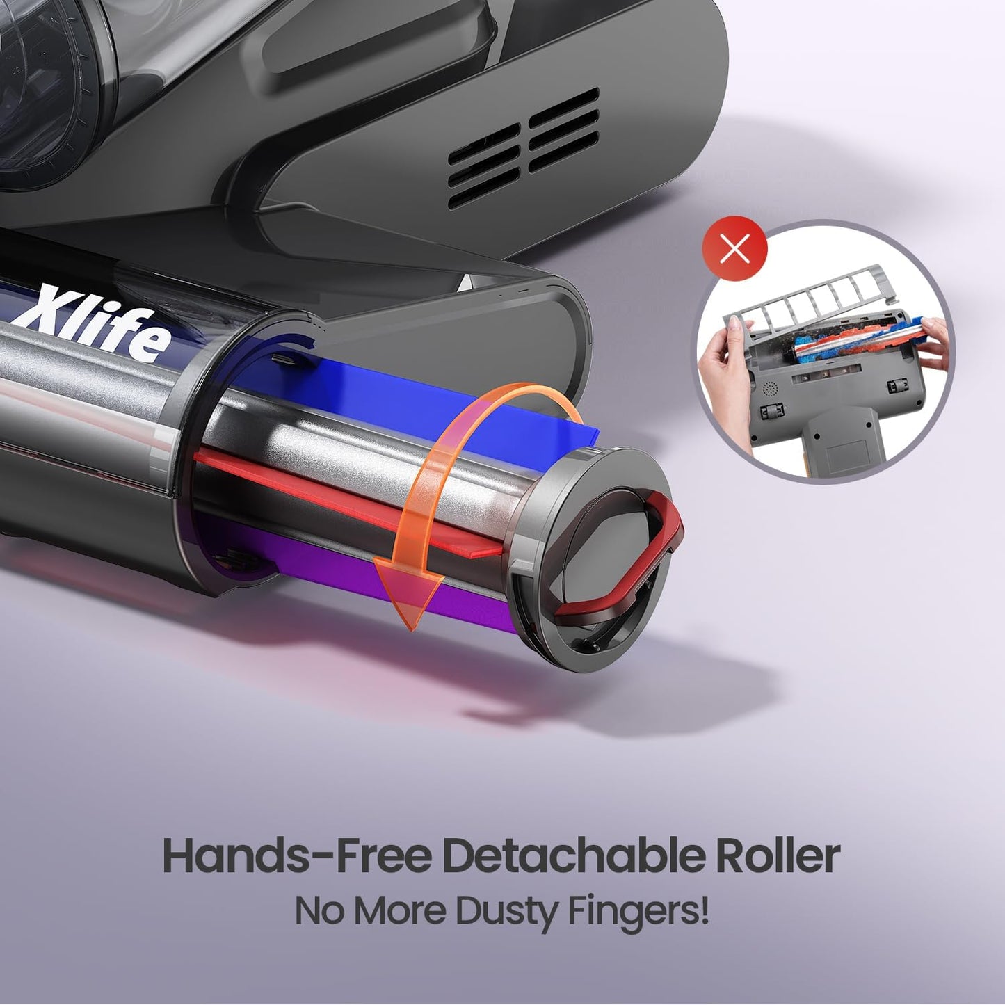 Xlife Mattress Vacuum Cleaner with UV-C Light, 140F° Heating, 550W 16KPA Suction, HEPA Filter for Deep Cleaning Bed, Sofa, Pillow, Baby Crib（Corded）