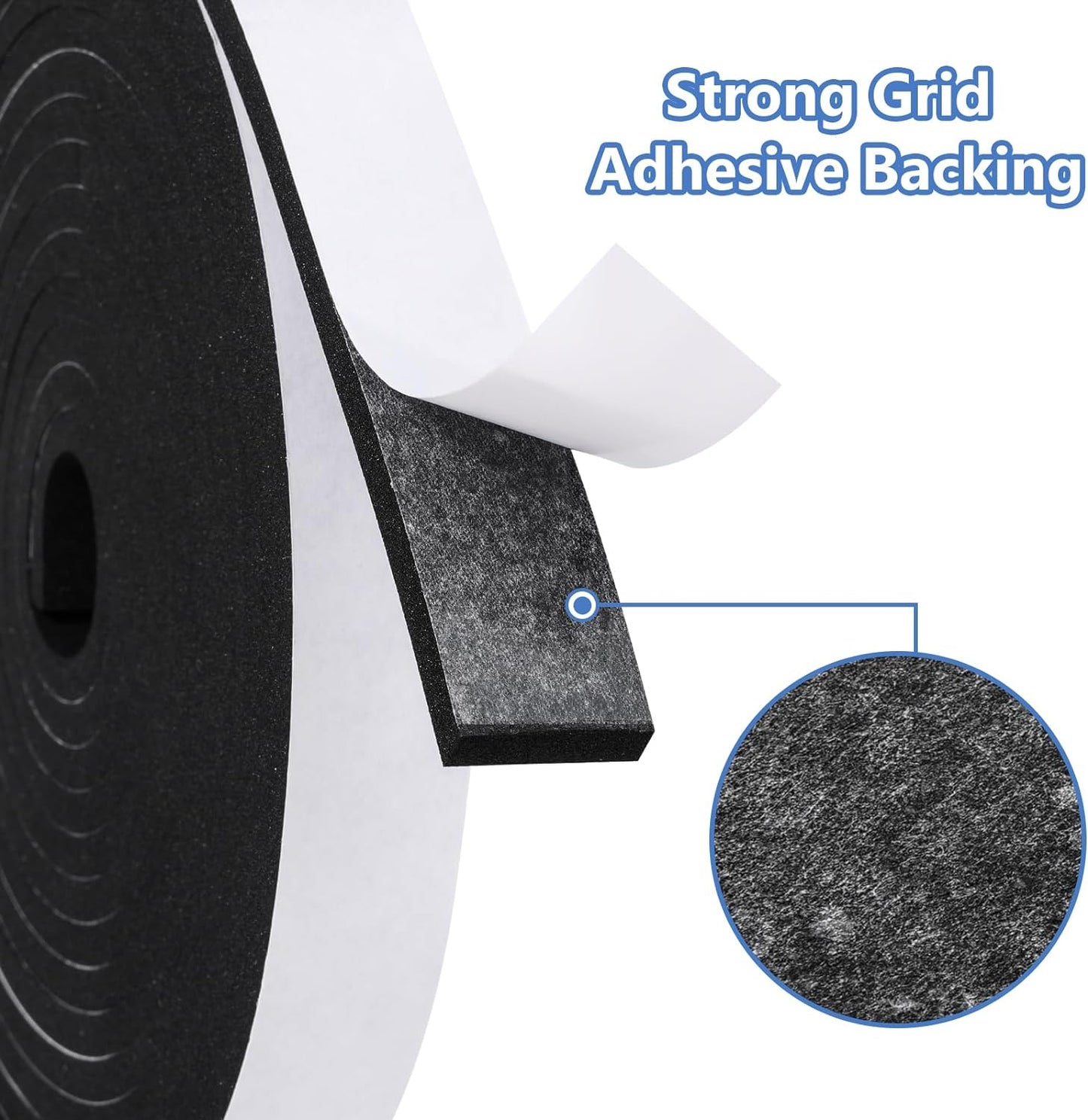 Weather Stripping Door Seal Strip- 1/2 Inch X 1/4 Inch X 16Feet, Strong Adhesive, Lightproof, Soundproof, Weatherproof Foam Tape Insulation for Sliding Door, Front Door Frame, Windows- Black