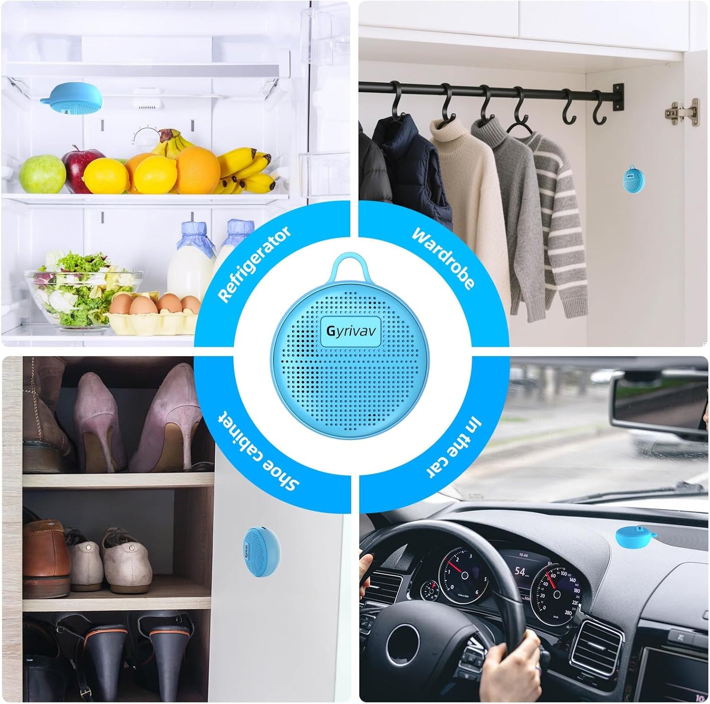 Fridge Deodorizer, Mini USB Odor Eliminator, Refrigerator Deodorizer, Suitable for Refrigerator, Car, Wardrobe, Shoe Cabinet, Better Than Than Charcoal Air Purifiers（Blue）