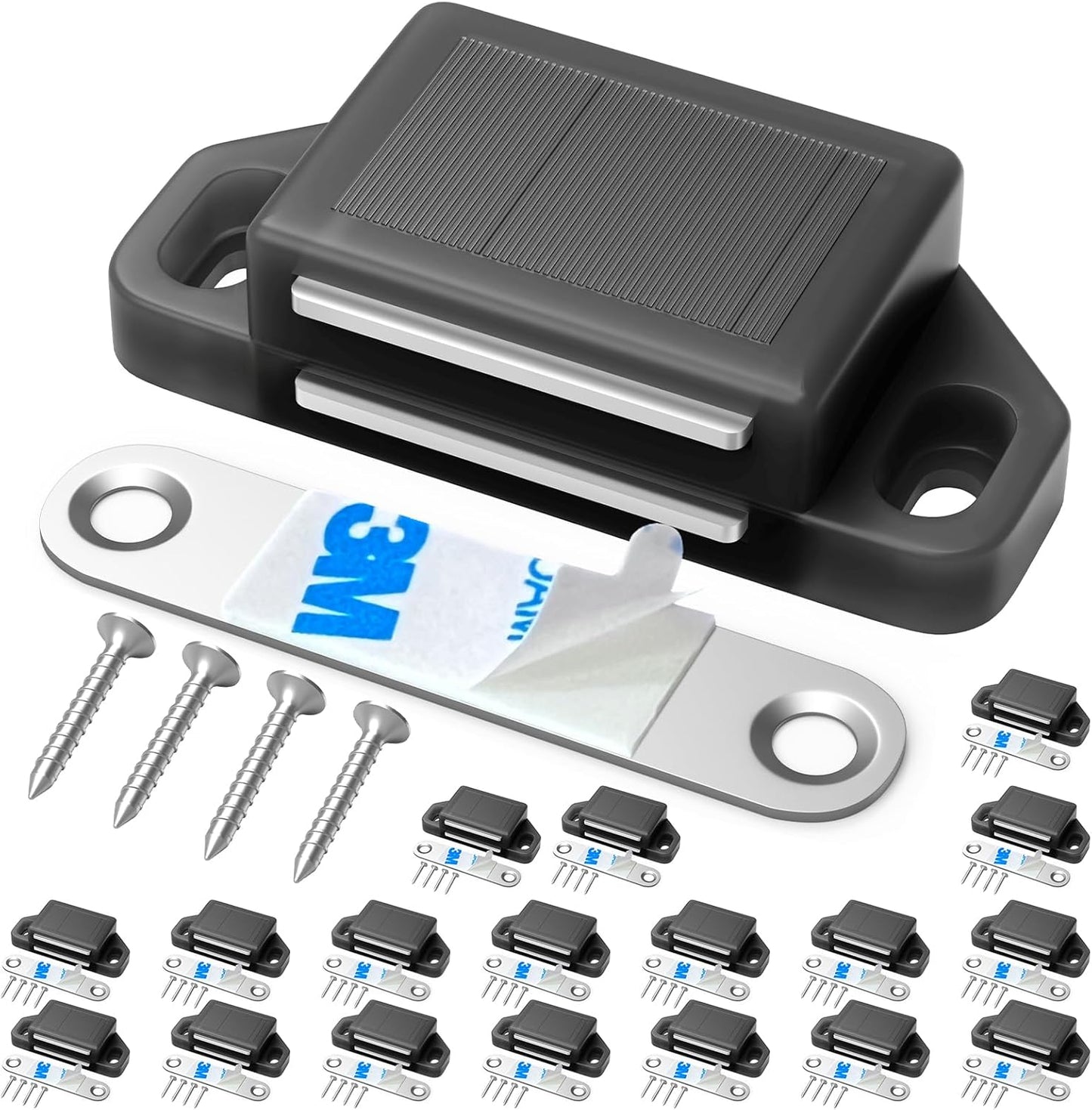 Cabinet Magnetic Catch Door Latch 30LB for Kitchen Drawer Magnets to Stay Closed Magnetic Catch Closet for Drawer（Black 18 Pack）