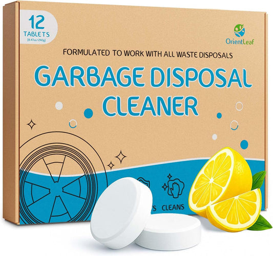 Garbage Disposal Cleaner and Deodorizer Tablets 20g 1 Year Supply Sink Cleaner, Prevents Odors, Natural Kitchen Drain Cleaning Care 12 Pack