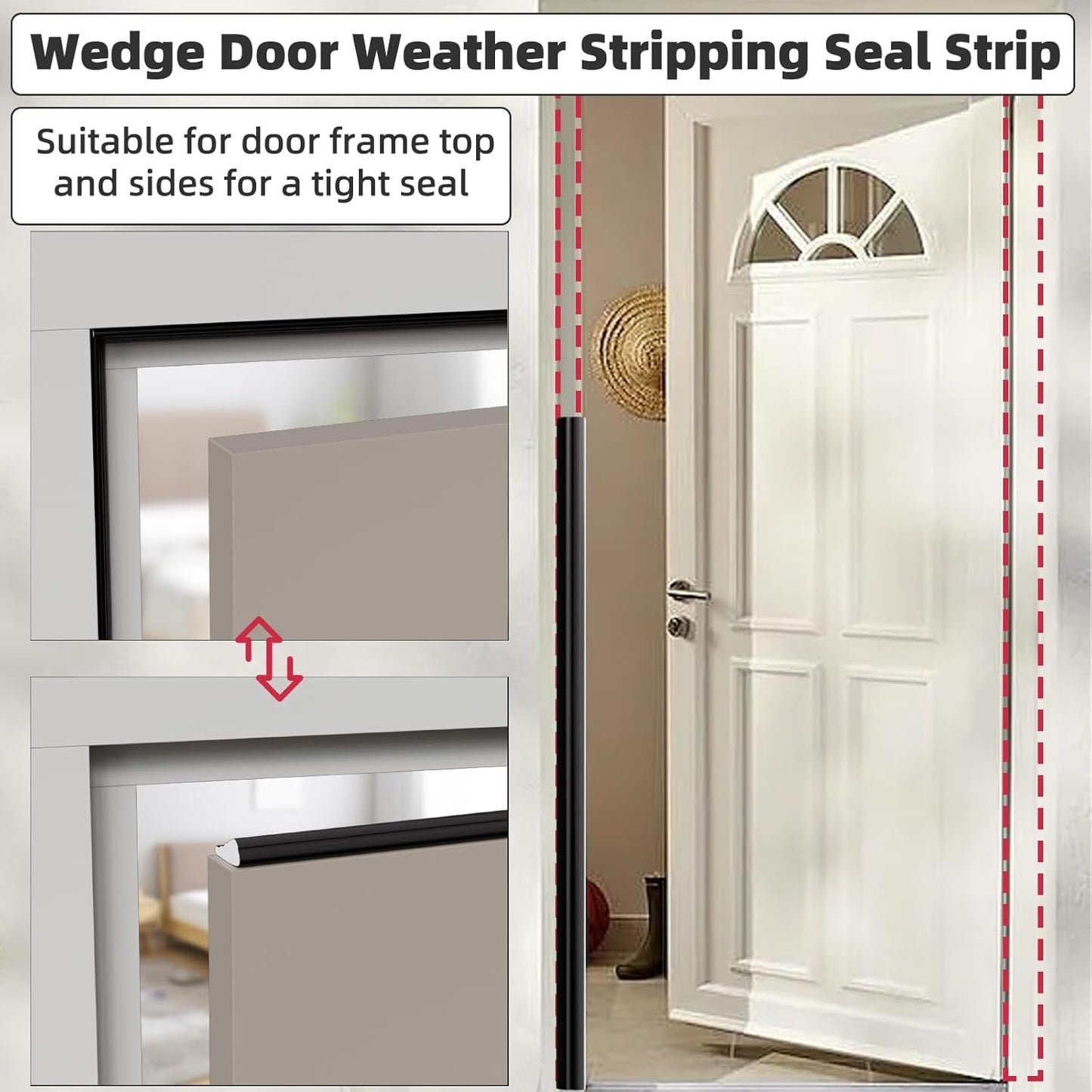 3 Pack*16.4 Ft Weather Stripping Seal Strip for Doors,Soundproofing Window Insulation Draft Stopper for Winter, Selfadhesive Foam Weather Strip for Door Frame,Door Gap Filler Noise Blocker(Black)