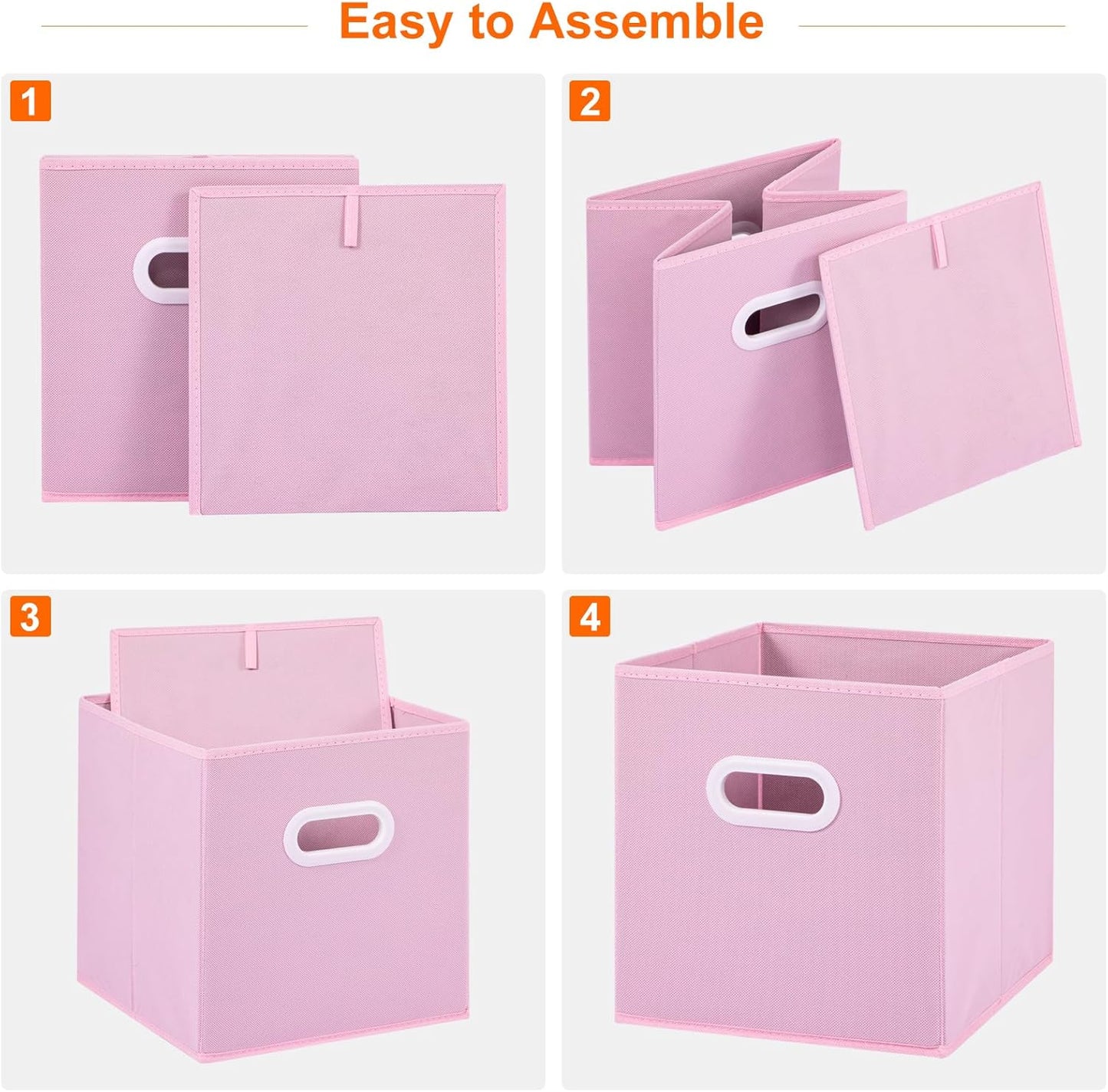 Stero Fabric Storage Cubes Bins, 13 inch Fun Colored Foldable Storage Baskets with Dual Plastic Handle for Home, Kids Room, Closet and Toys Organization, Multi Colored, Set of 6