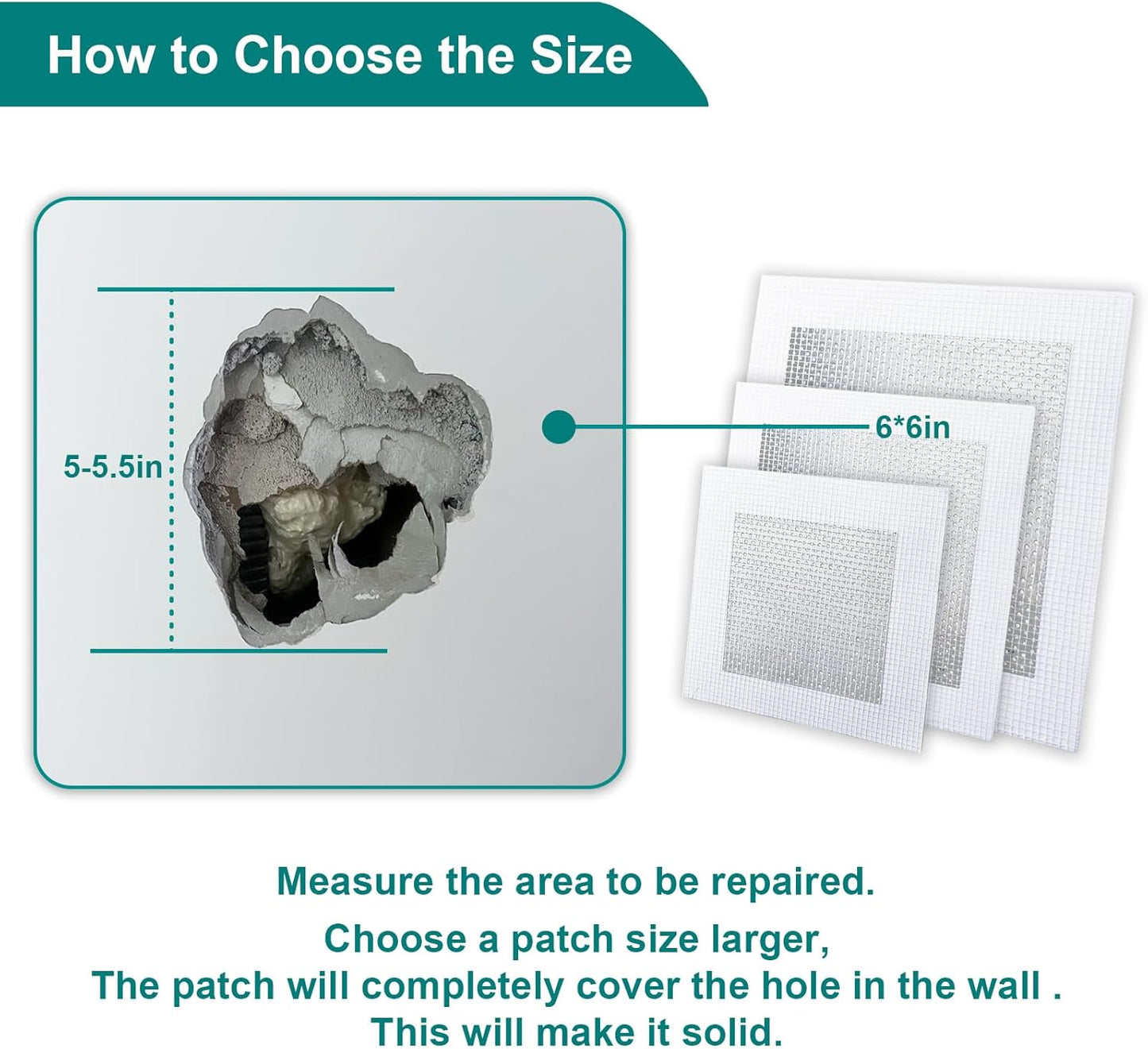 10 Pack Drywall Repair Kit for Large Holes, 4/6/8 Inch Dry Wall Patch Kits for Erase a Small Nail Hole, Plaster Wall Patching Self Adhesive Aluminum Mesh with Scraper and Sandpaper