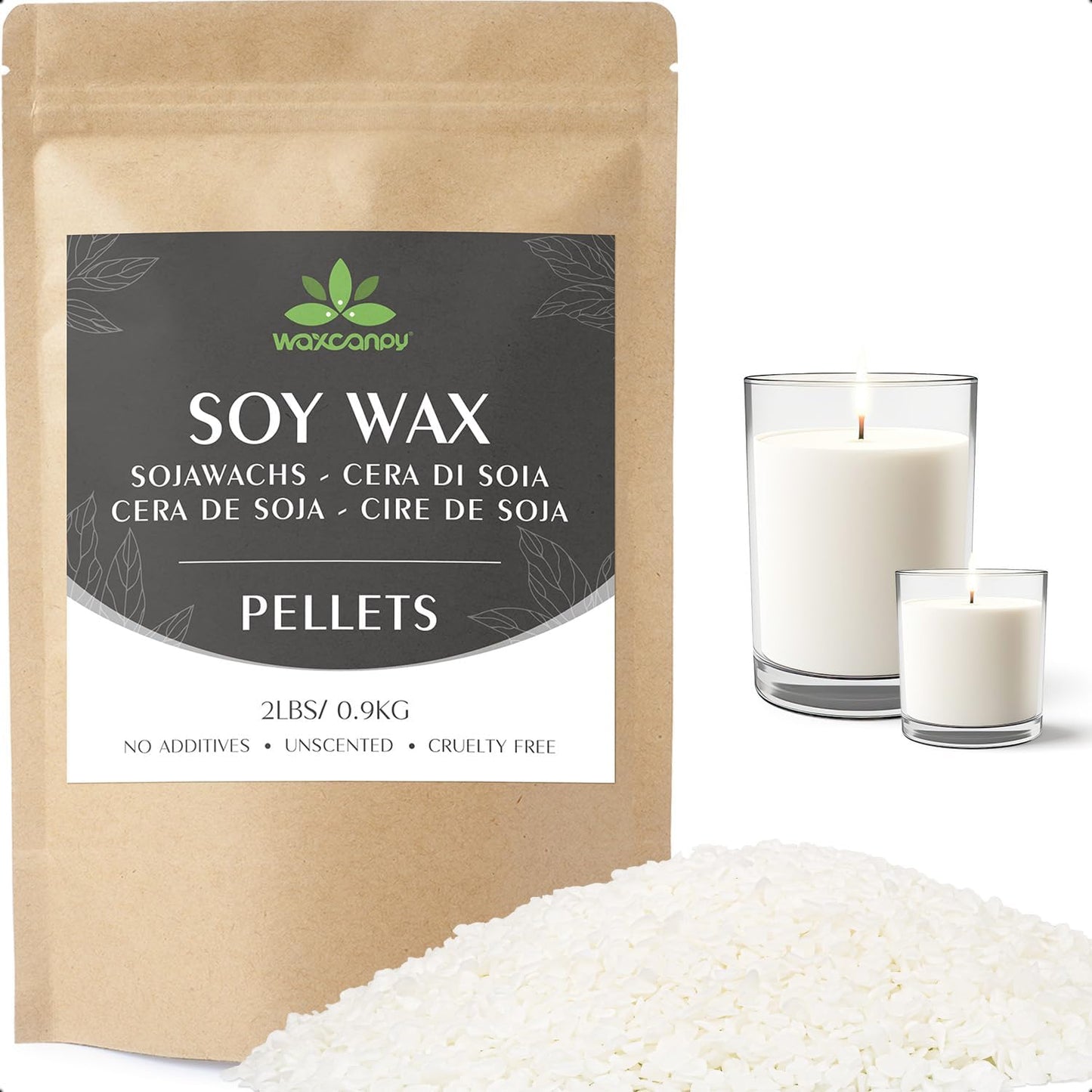 Soy Wax, Waxcanpy Natural Candle Wax, Organic Soy Wax for Candle Making from Farm, No Additives, Harmless and Pure (2lb)