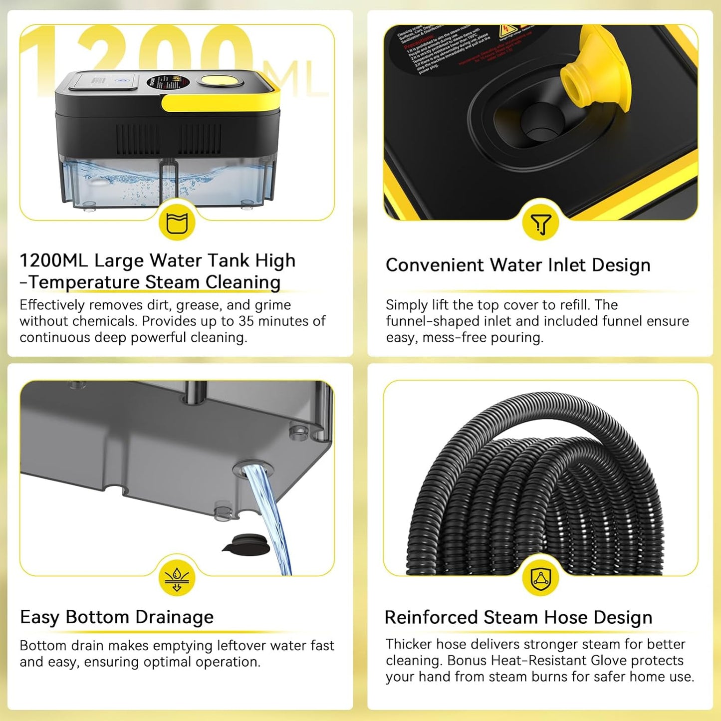 Steam Cleaner, 2500W High Pressure Steam Cleaner for Home, 10s Fast Heat-Up, Chemical-Free Steamer for Cleaning with 6 Steam Levels, 41oz Tank, Handheld Steam Cleaner for Car, Grease, Grout, Tile