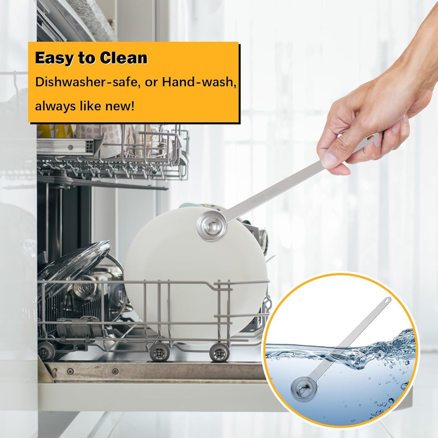 2PCS 1Tsp(1/3tbsp, 5ml) Extra Long Handle Measuring Spoon, Single Stainless Steel Individual Measure Scoop Only