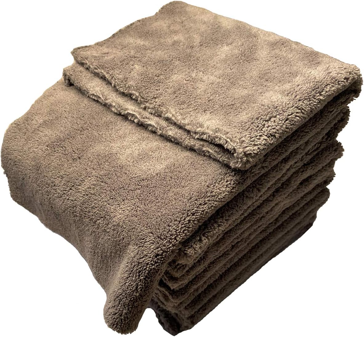 Plush Edgeless Microfiber Towel for Car, Soft Drying Wash Detailing Buffing Polishing Towel, 530 GSM 6Pack 16 x 16inches (Gray, 6Pack)