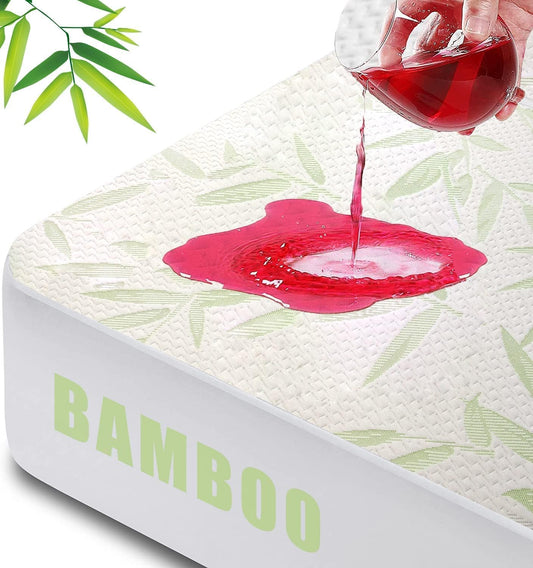 Twin Mattress Protector Waterproof Mattress Pad Washable Bamboo Rayon Mattress Cover Breathable Noiseless Bed Protector 5" - 21'' Elastic Fitted Deep Pocket