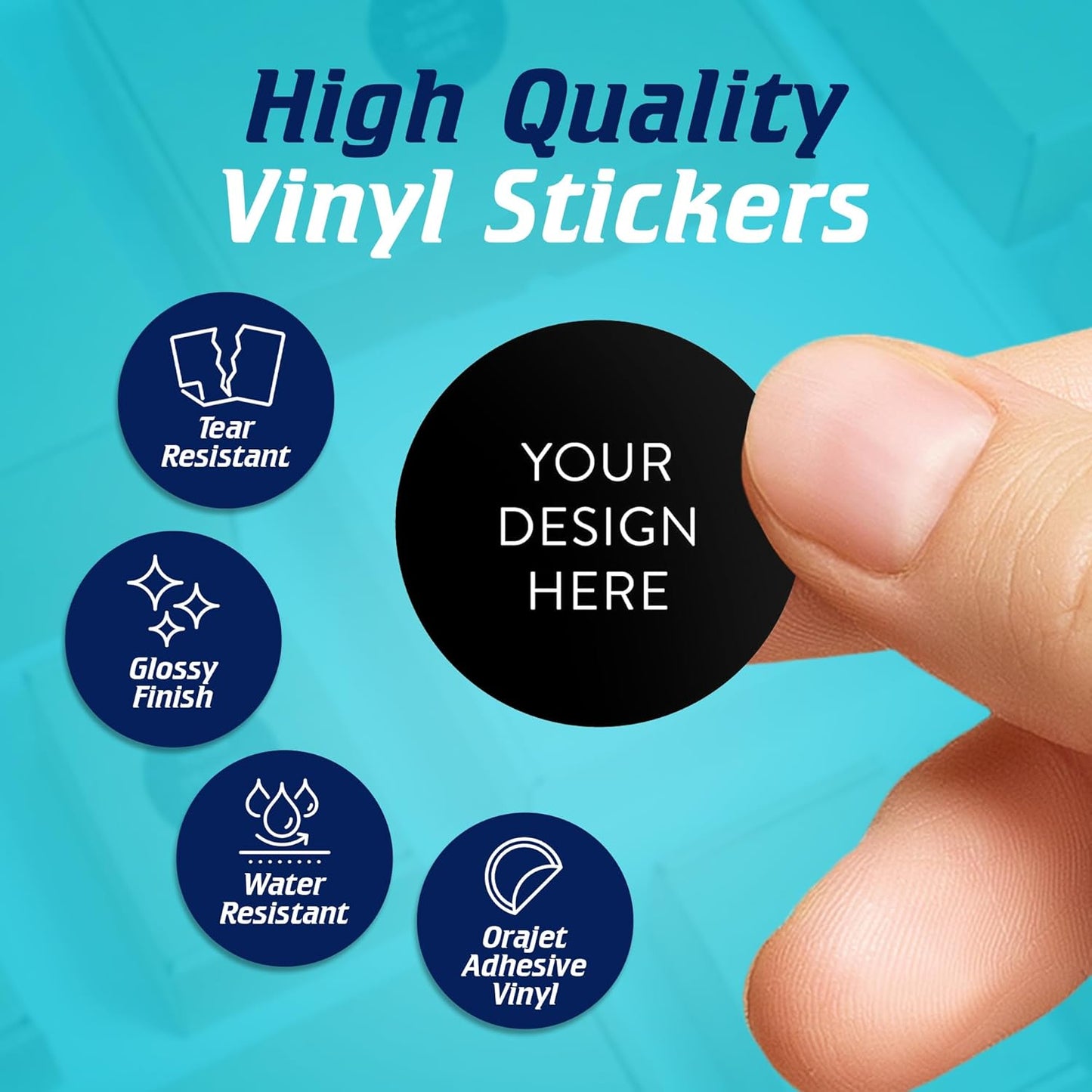 5-1000 Custom Vinyl Stickers - Upload Your own Image, Text, Design, Logo - Personalized Logo Labels for Handmade, Packaging, Bottle, Jars, Candle, Brand Stickers (Black, 1x1)