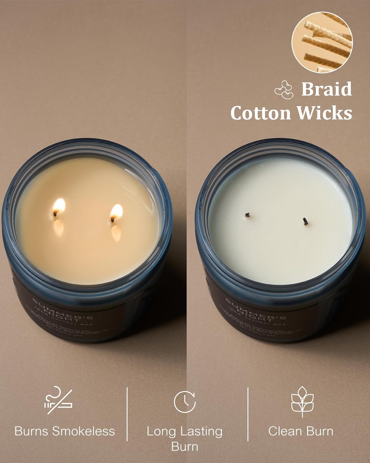 M&SENSE Summer's Night Scented Candle, 11.6oz Natural Soy Wax Clean Non Toxic for Home, Medium 2 Wick Gifts for Men, Up to 70 Hours Burn Time, Manly Candles for Bedroom