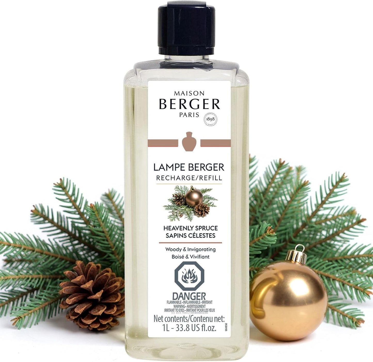 MAISON BERGER - Heavenly Spruce - Lampe Berger Fragrance Refill for Home Fragrance Oil Diffuser - Air Freshener - 33.8 Fluid Ounces - 1 Liter