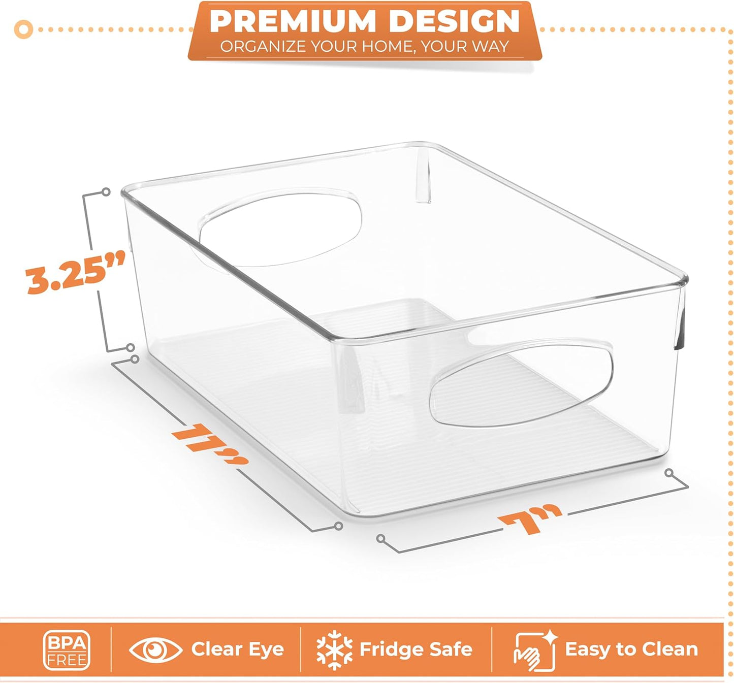 Sorbus Large Clear Plastic Storage Bins, 10 Pack Clear Organizer Bins with Handles, Plastic Storage Bins for Closet, Pantry, Fridge, Medicine Cabinet Organizer, Shelves, Freezer, Drawer