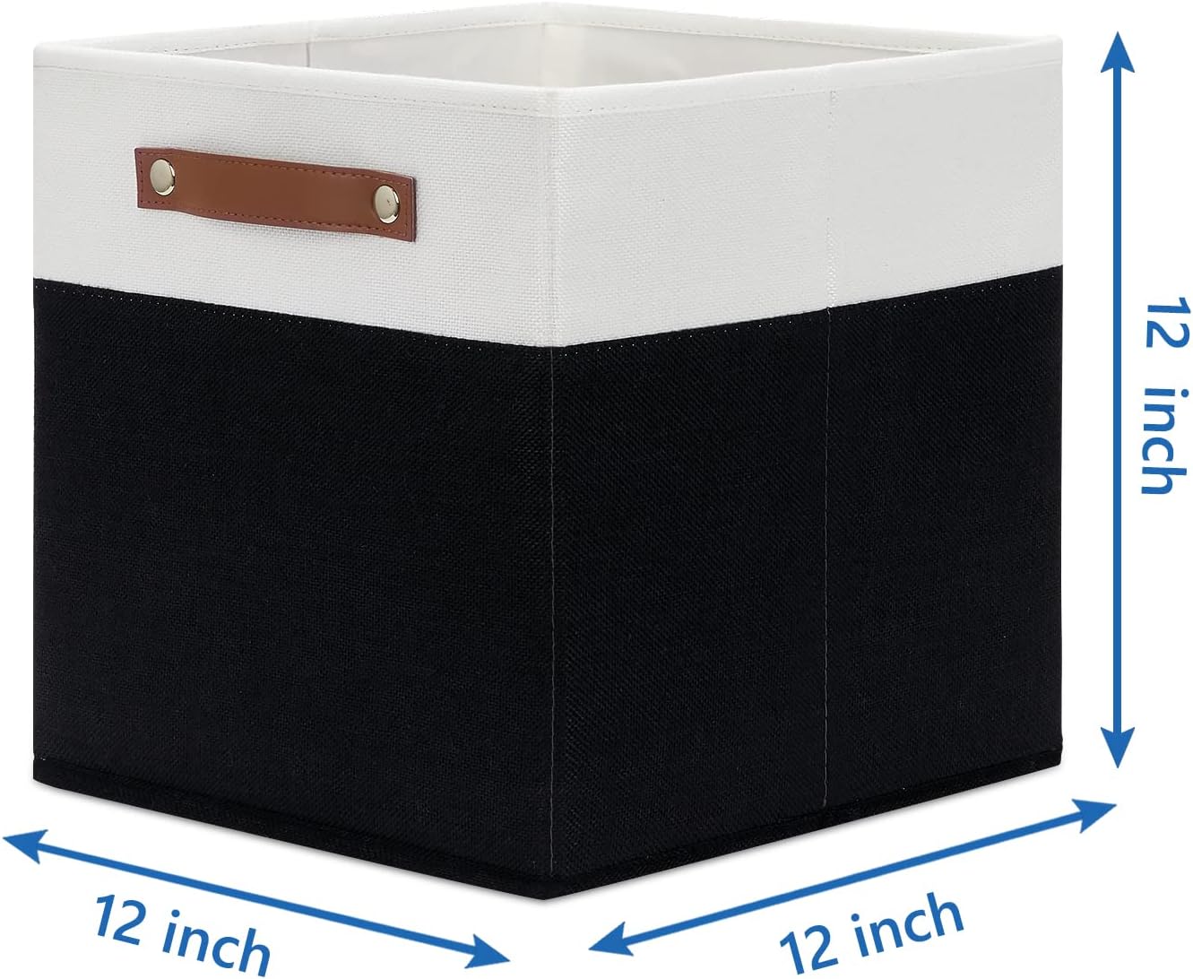 Temary Foldable Storage Cubes Set of 4 - Organizers with Handles, Decorative Storage Boxes for Home, Office (White&Black)