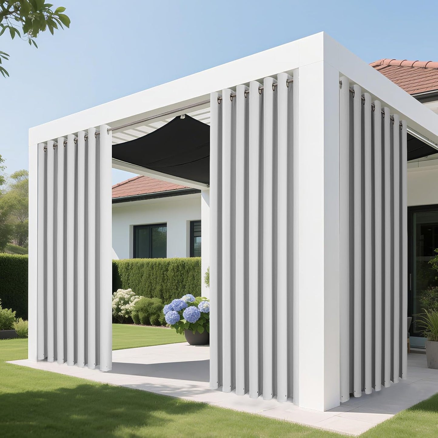 Joydeco Blackout Patio Sliding Door Curtains 90 Inches Long, Grommet Privacy Room Divider Curtains, Extra Wide Thermal Blackout Drapes for Bedroom Living Room (Greyish White 100Wx90L, 1 Panel)