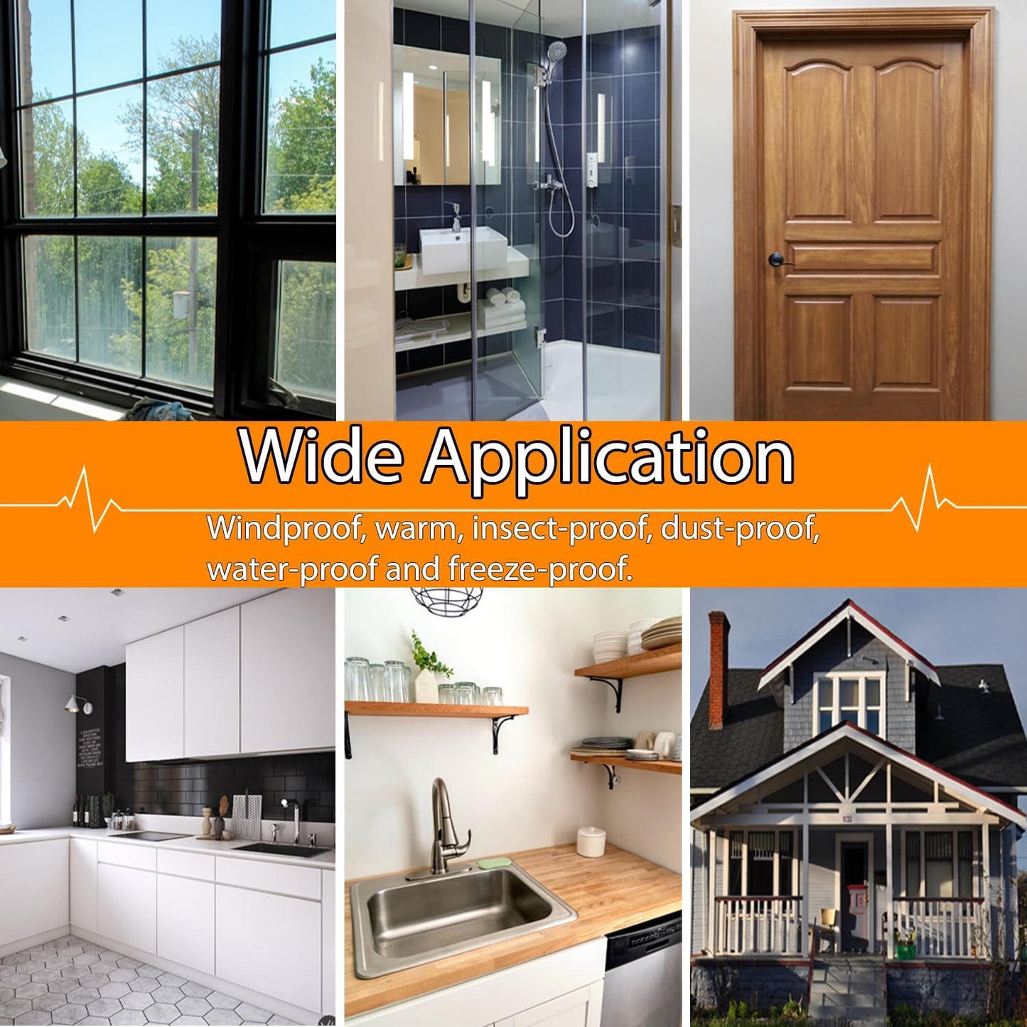 Window Insulation for Winter Weather Sealing Tape 2 Inch x 50 Yards Weather Stripping Residue Free Draft Isolation Sealing Film Tape for Doors Windows and Shower Glass Gaps Gray Color