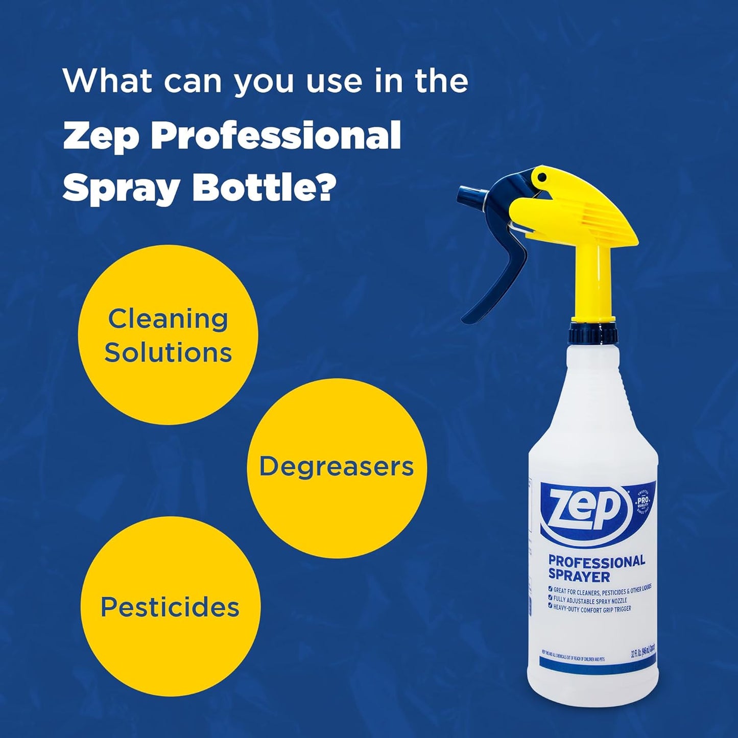 Zep Professional Sprayer Bottle - 32 oz (Case of 9) - HDPRO9 - Versatile Adjustable Nozzle Spray Bottles With A Fine Mist or Powerful Spray; Refillable Spray Bottle For Diluted Concentrate, Chemical