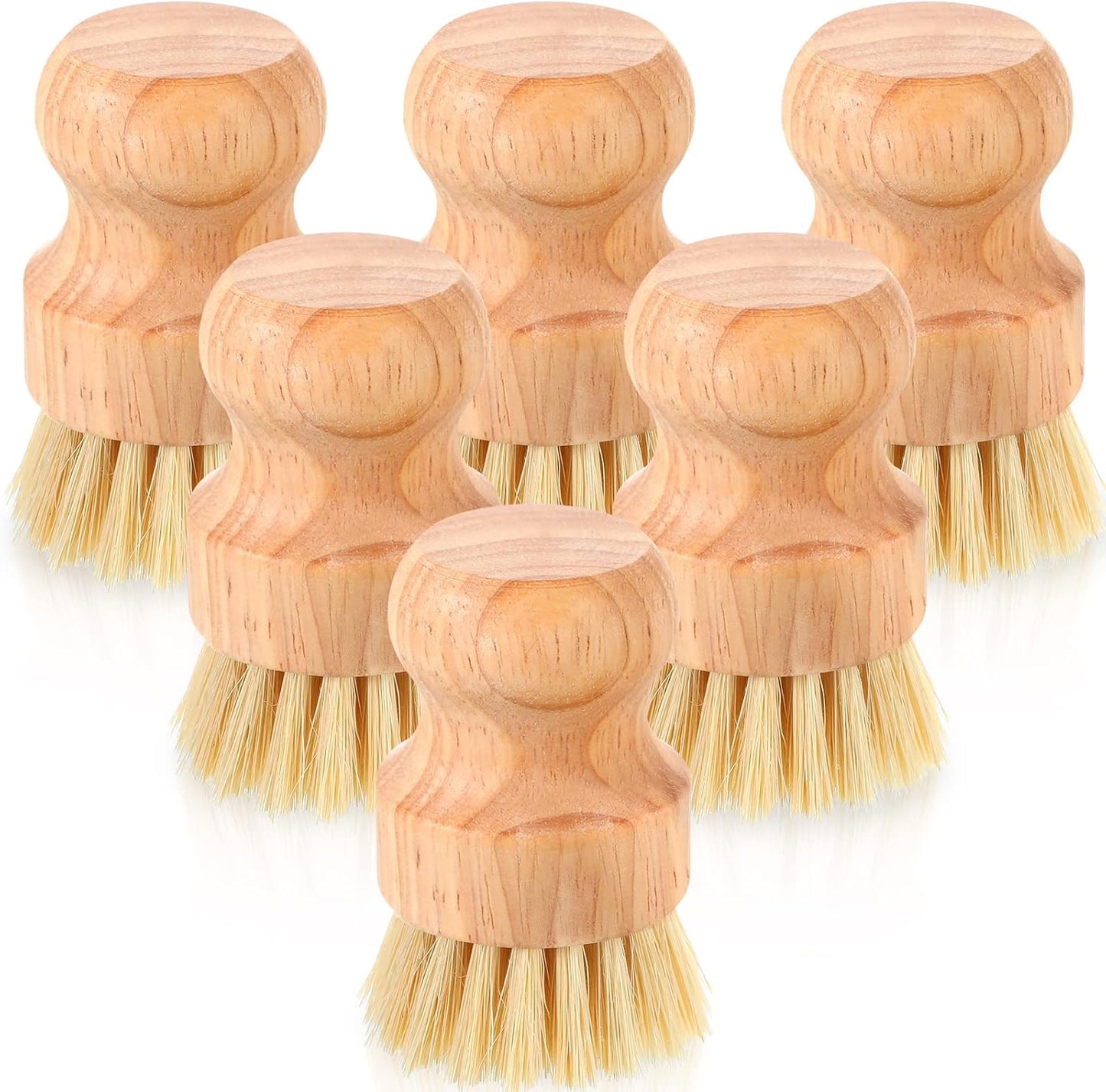 Nuenen 50 Packs Bamboo Dish Scrub Brushes Wooden Scrubbers Set Kitchen Dishwashing Scrubber with Natural Sisal Bristles for Iron Pot Pan Sink