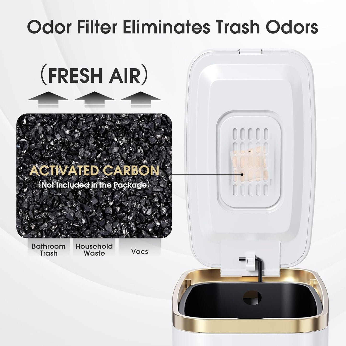 CEROELDA Small Bathroom Trash Can with Lid Soft Close-5L/1.3 Gal Slim Garbage Can-Metal Step Wastebasket-Rectangle Narrow Waste Bin for Office, Bedroom, Toilet, Live Room (White)