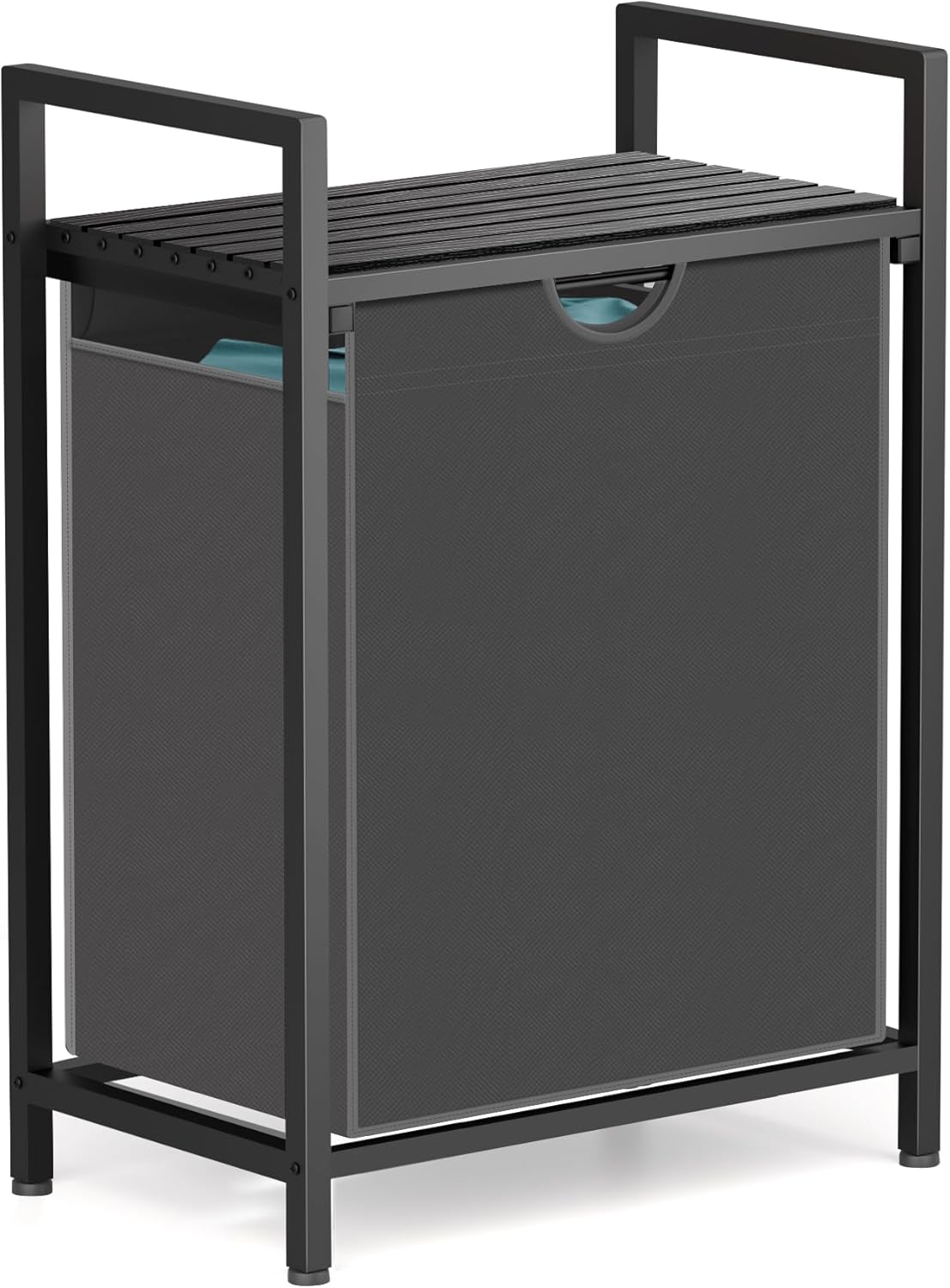 Laundry Sorter with Removable Bag, 16 Gallons Laundry Hamper with Adjustable Feet, Laundry Basket for Laundry Room, Bathroom and Bedroom(Grey and Charcoal Black)