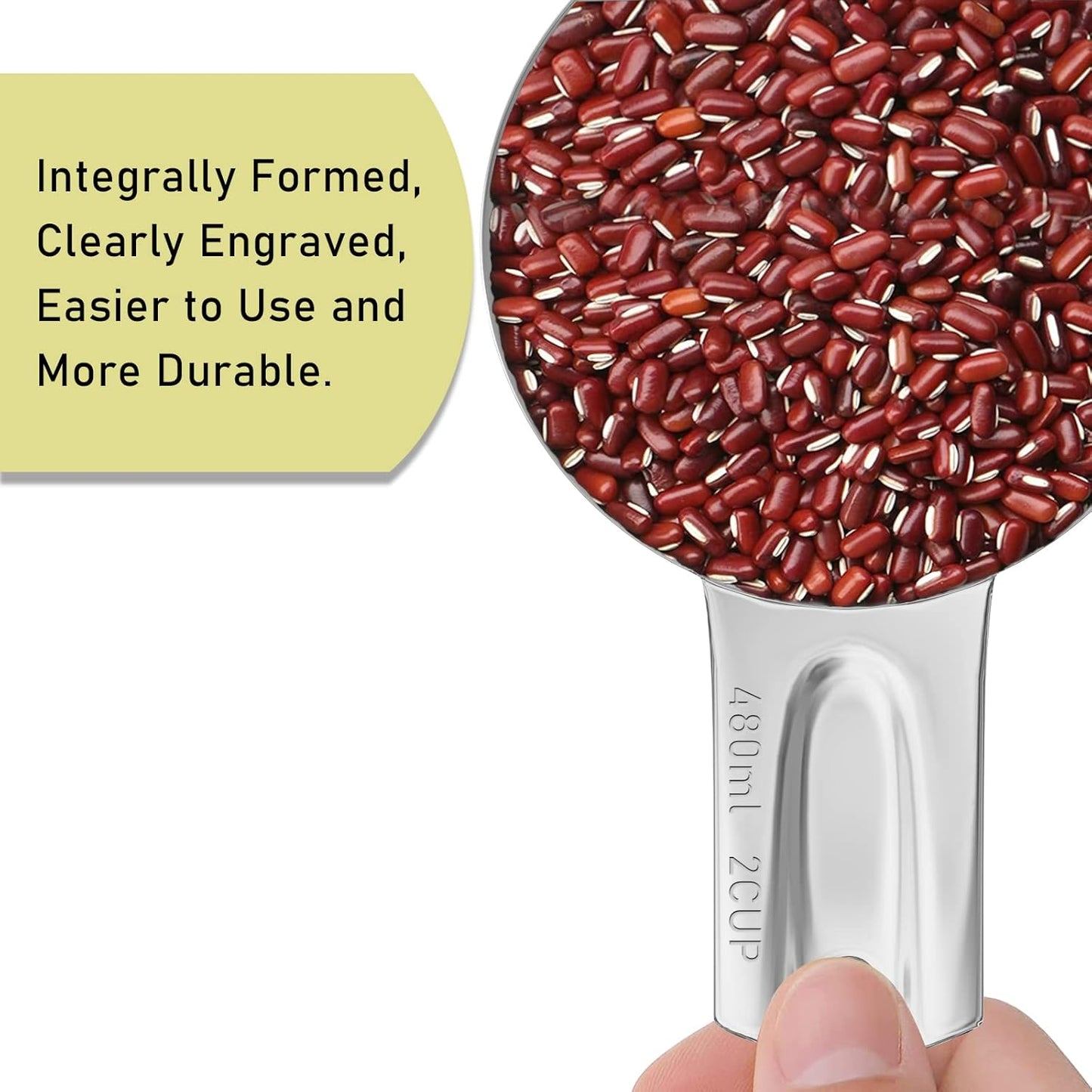 1PCS 2Cup (480ml, 16oz) Single Measuring Cup, Stainless Steel Measure Scoop, Metric and US Measurement, Dishwasher Safe