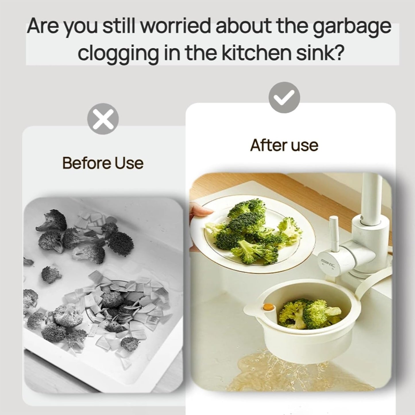 Faucet Hanging Strainer Kitchen Sink Food Waste Catcher Drain Basket, Plastic Kitchen Sink Strainer Automatic Dumping Draining Basket, Food Fruit Vegetable Drain Shelf Sink Storage Holder (Yellow)