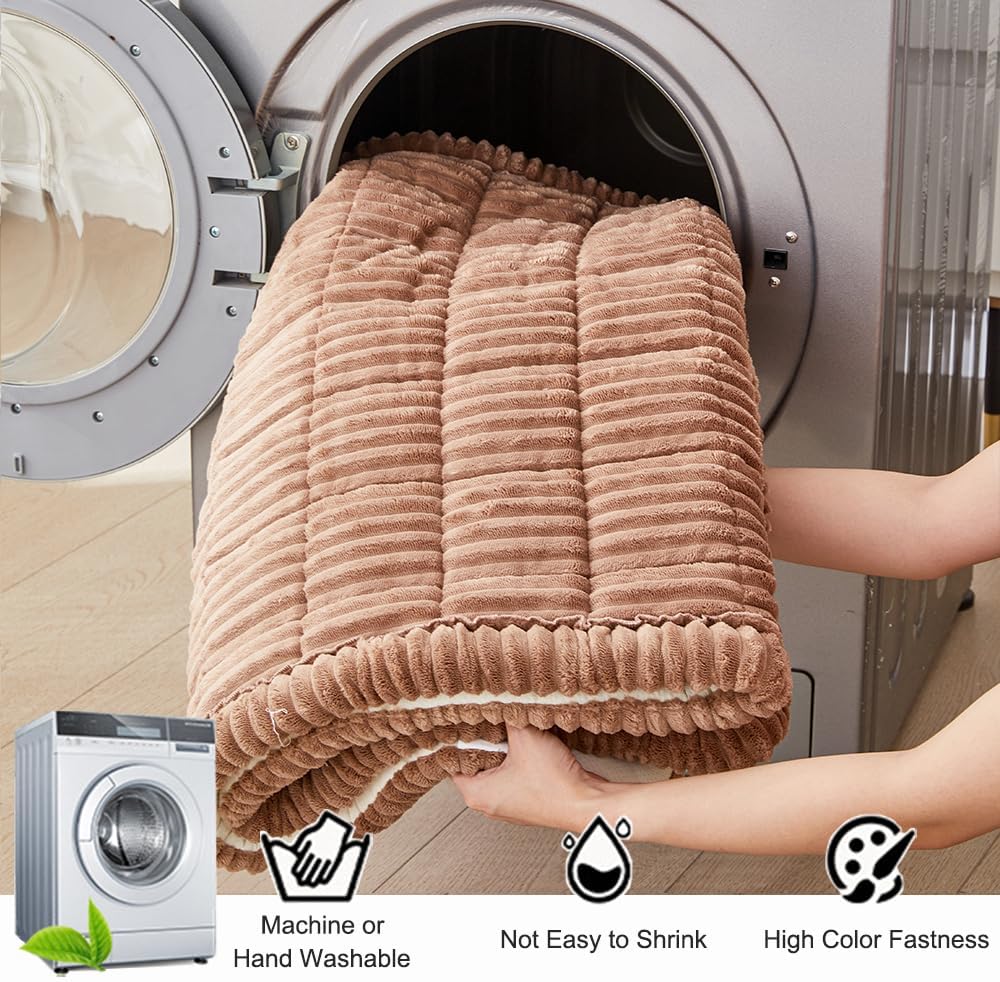 Couch Cover for Dogs Washable, Fuzzy Pet Couch Covers for 3 Cushion Sofa Pet Friendly, Non Slip Sofa Cover (Dark Brown, 27.6" x 59"/70 x 150cm)