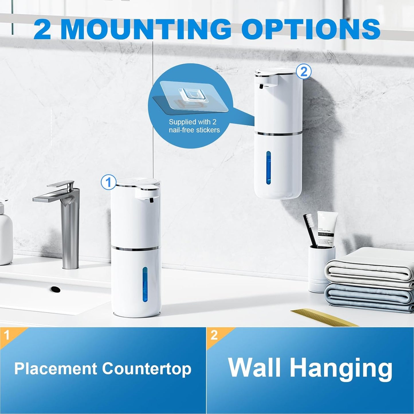 Automatic Liquid Soap Dispenser, 12.8oz/380ml Wall Mount Touchless Soap Dispenser with Sensor, 4-Level Adjustable, IPX5 Waterproof, USB Rechargeable for Bathroom, Kitchen