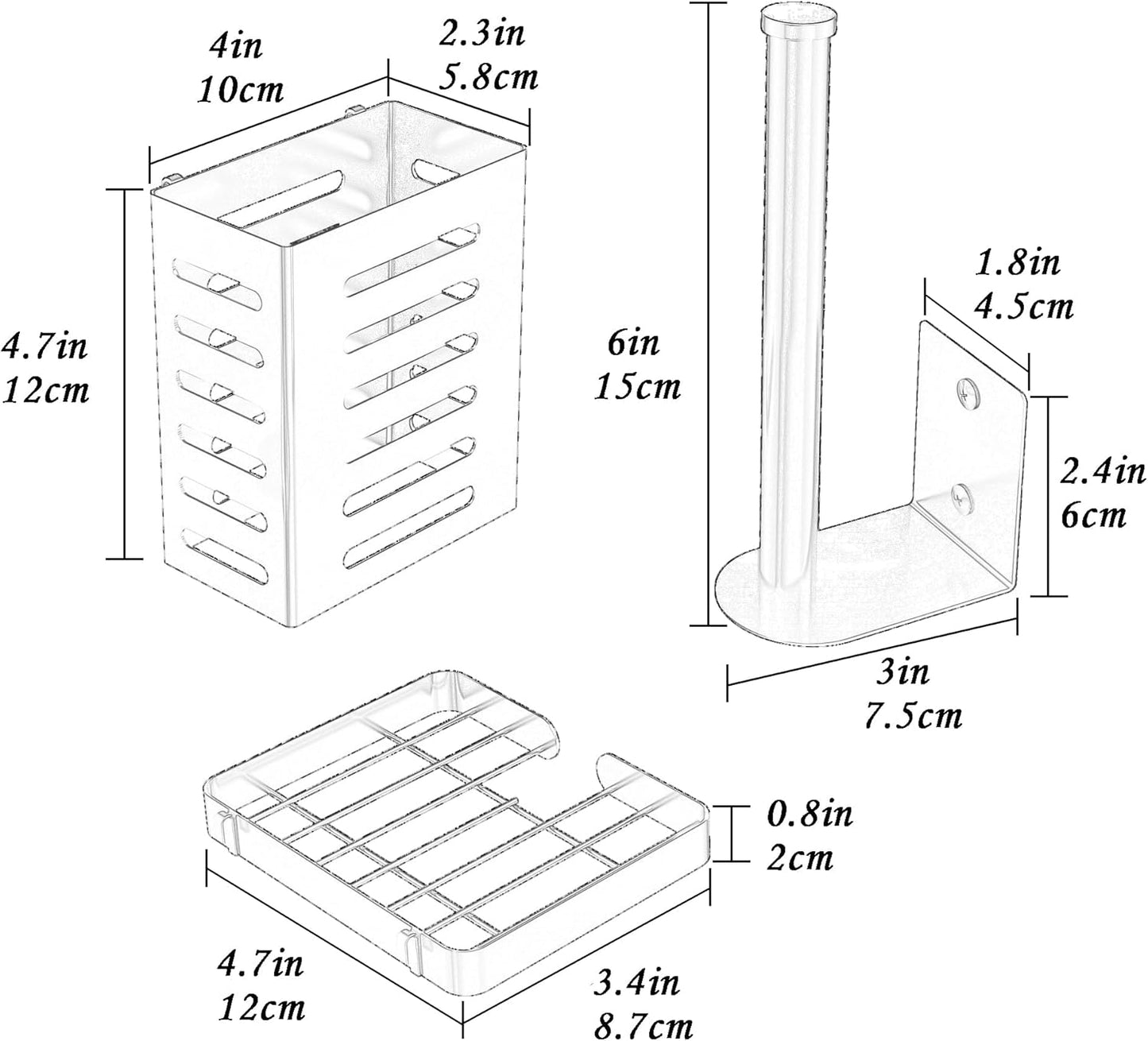 PUSDON Metal Wall Hanging Basket 2 Packs DIY Suitable for Multiple Scenes - Middle Silver Grey Guardrail Suit