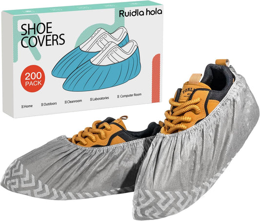 Shoe Covers Disposable 200 Pack, Non-Woven Booties for Shoes Covers,Durable Non Slip Shoe Protectors for Indoors, Breathable & Stretchable Fit for Most Sizes –Protector for Home, Real Estate, Work